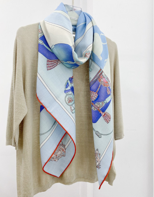 70% Cashmere 30% Silk Neckerchief Shawl hourglass Print Bandana Scarf 53'' Wrap