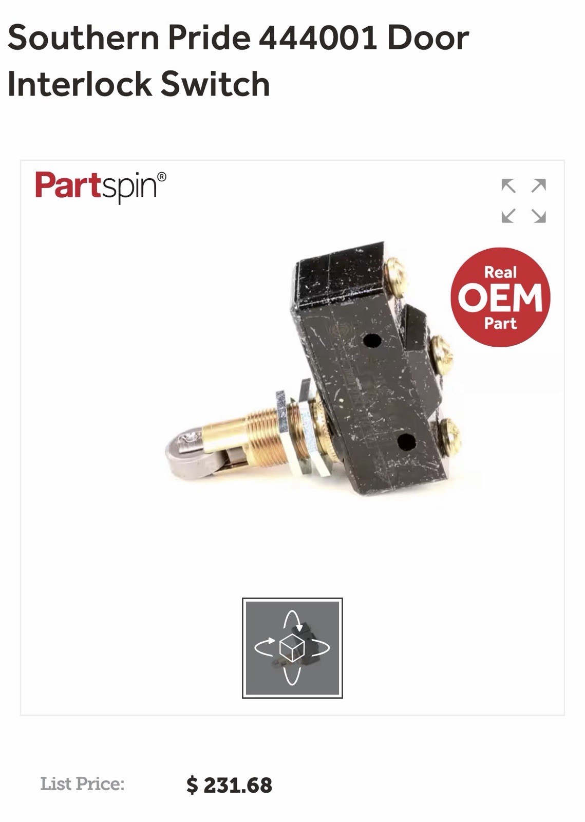 Southern Pride 444001 Door Interlock Switch