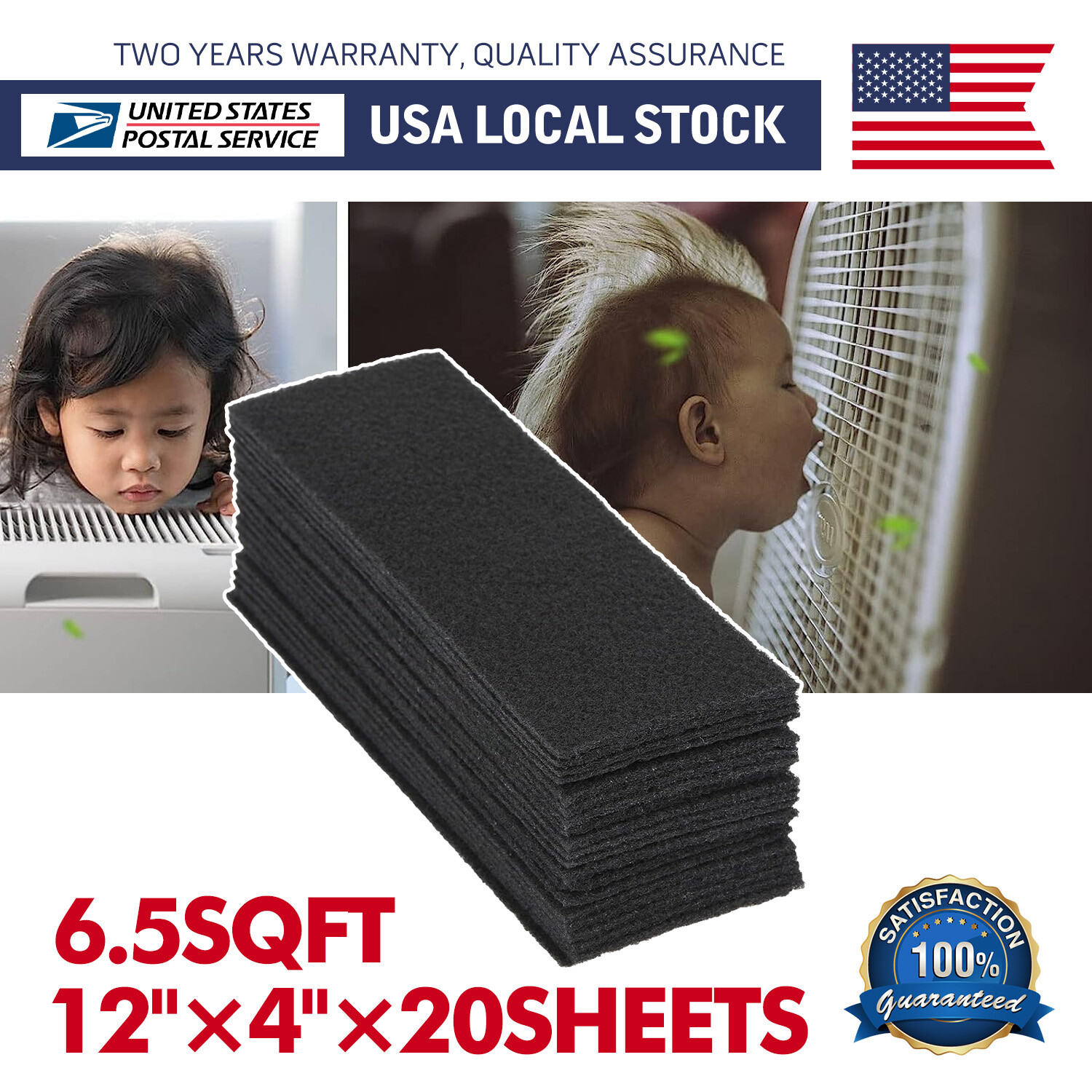20pcs 4"x 12" Carbon Pad Pre Filter for Air Purifiers Furnace Filters and Air
