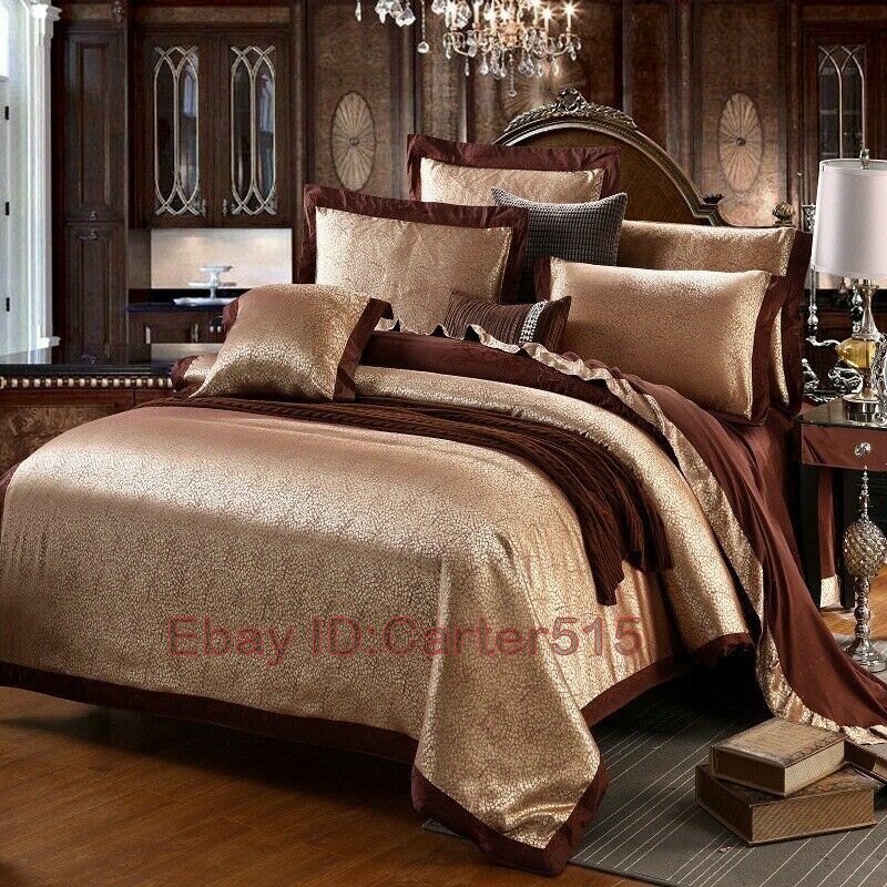 Juego de Sabanas de Seda 4 Piezas Edredon para Cama y Cobertor de Lujo King Size