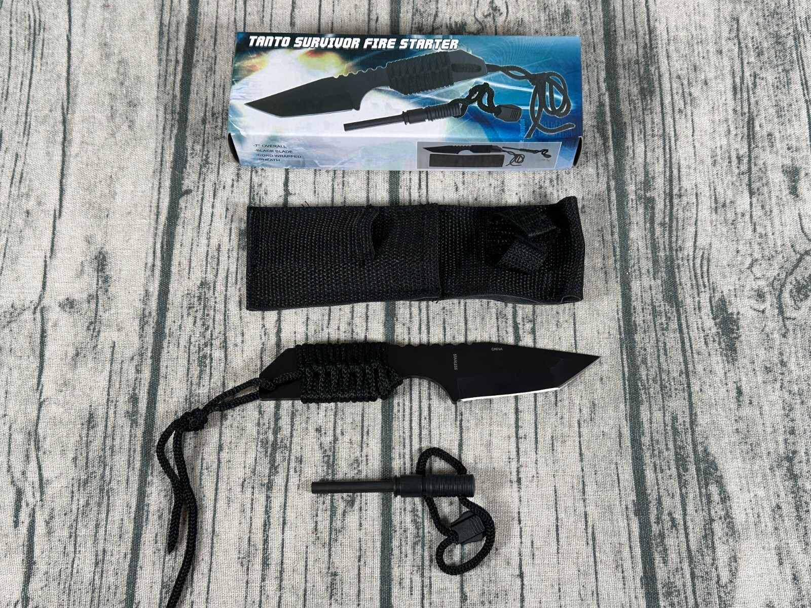Tanto Survivor Fire Starter Knife with Belt Sheath