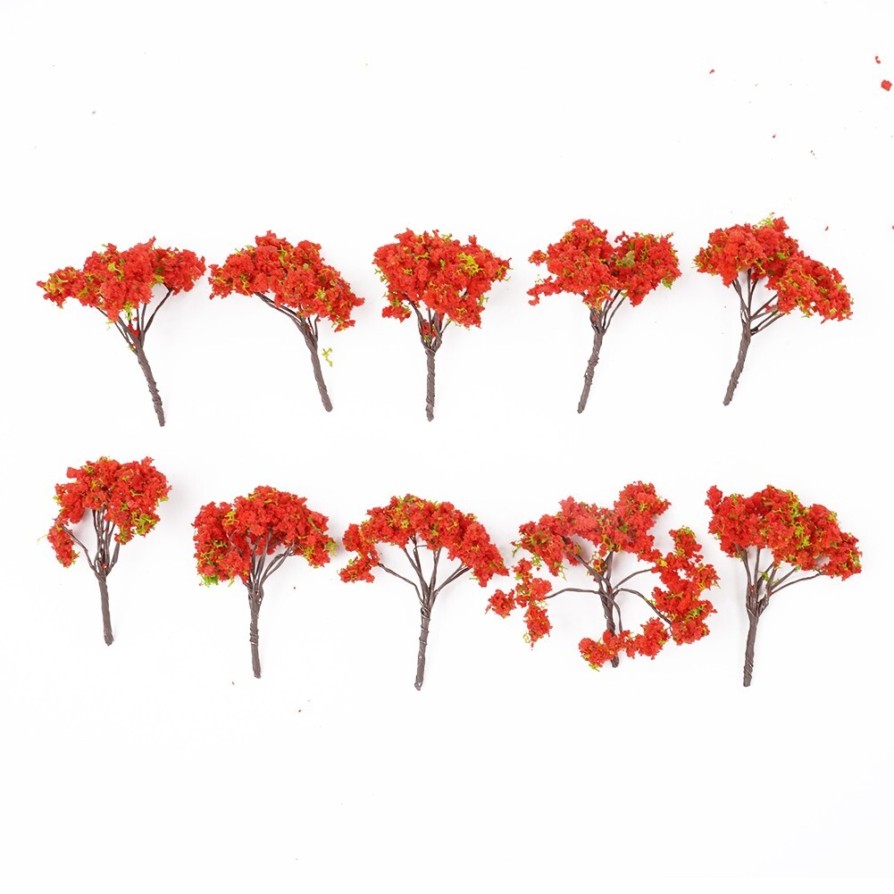 10X Red Flowers Model Trees Model Train Diorama Garden Scenery 4cm Flower Tree