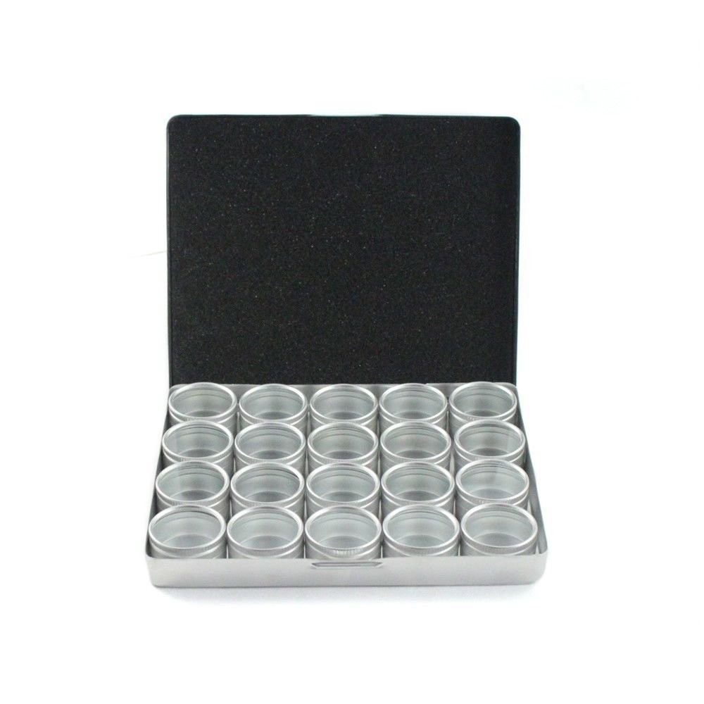 ToolTreaux Aluminum Jar Storage Tin Case, 1/2 Oz Container and Display Set