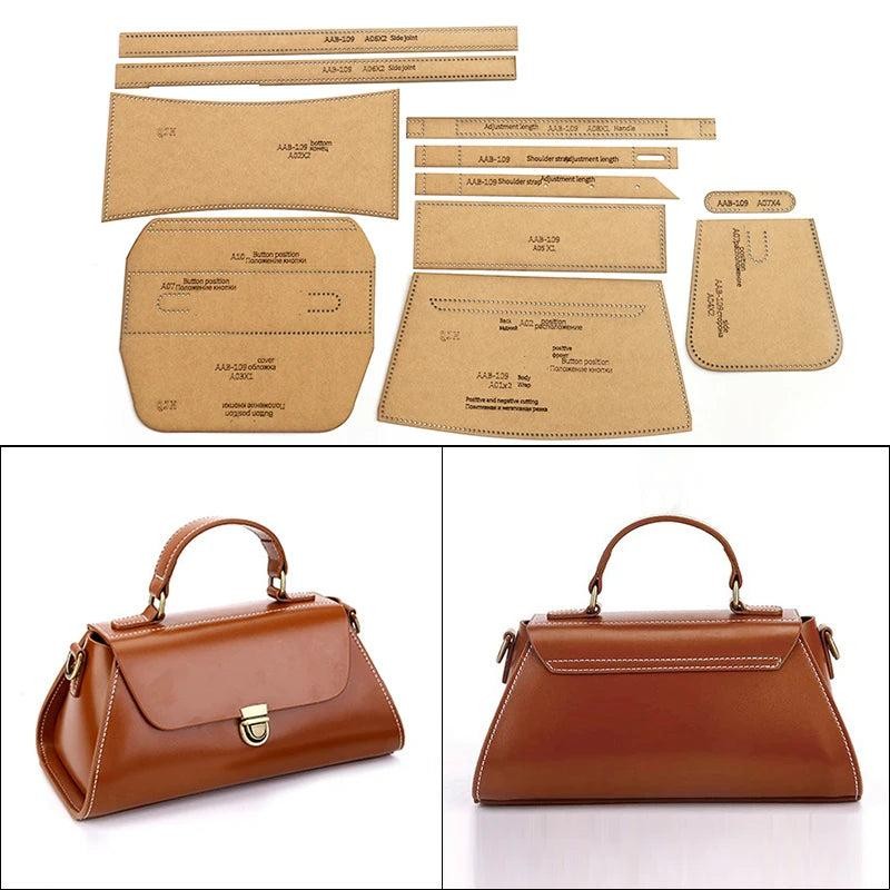QJH Fashion Single Shoulder Crossbody Handbag Kraft Paper Template DIY Leather C