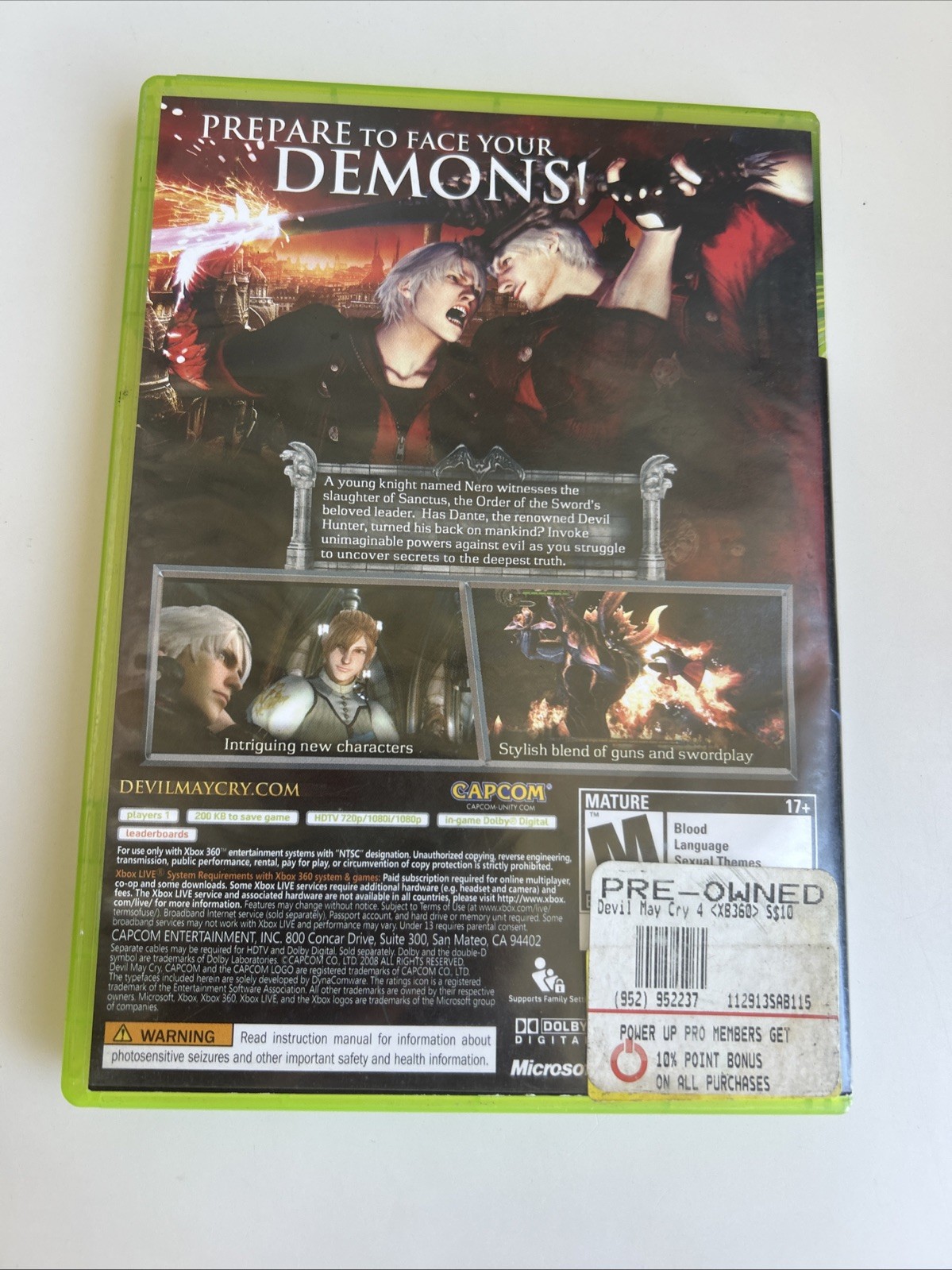 Devil May Cry 4 (Xbox 360, 2008) Case & Manual ONLY NO Game