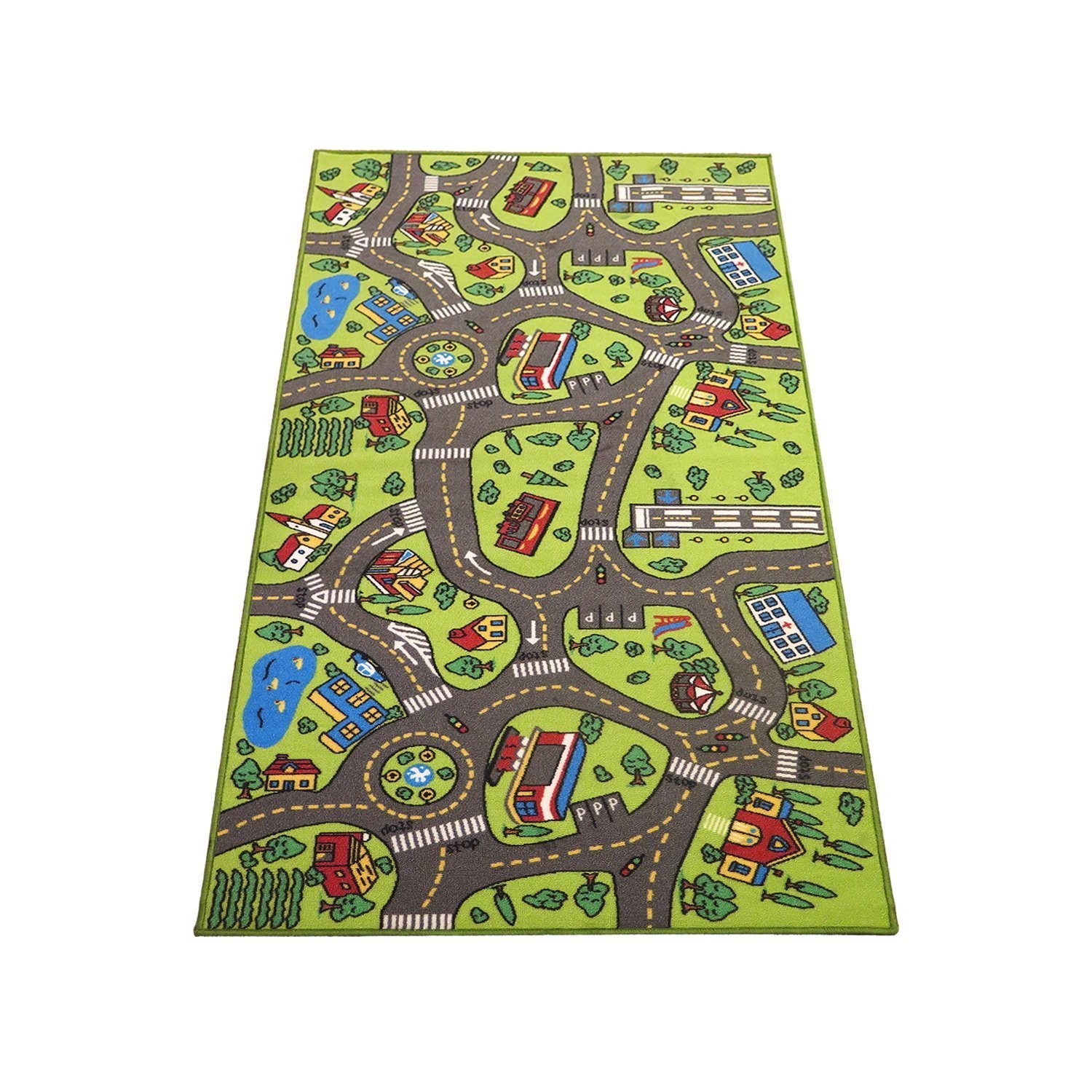 Kids Rug Playmat 80 inches by 40 inches! City Life Great for Playing with Cars a