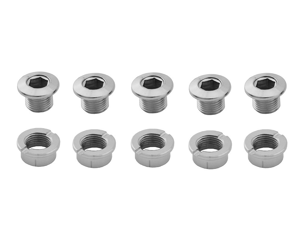 Alta Bike Bicycle Single Chainring Bolts M8 x 6mm - Set of 5 - Chrome