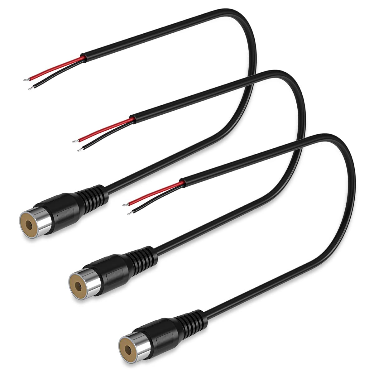 SIOCEN 3 Pack Replacement RCA Female Plug Jack Connector Adapter to Black