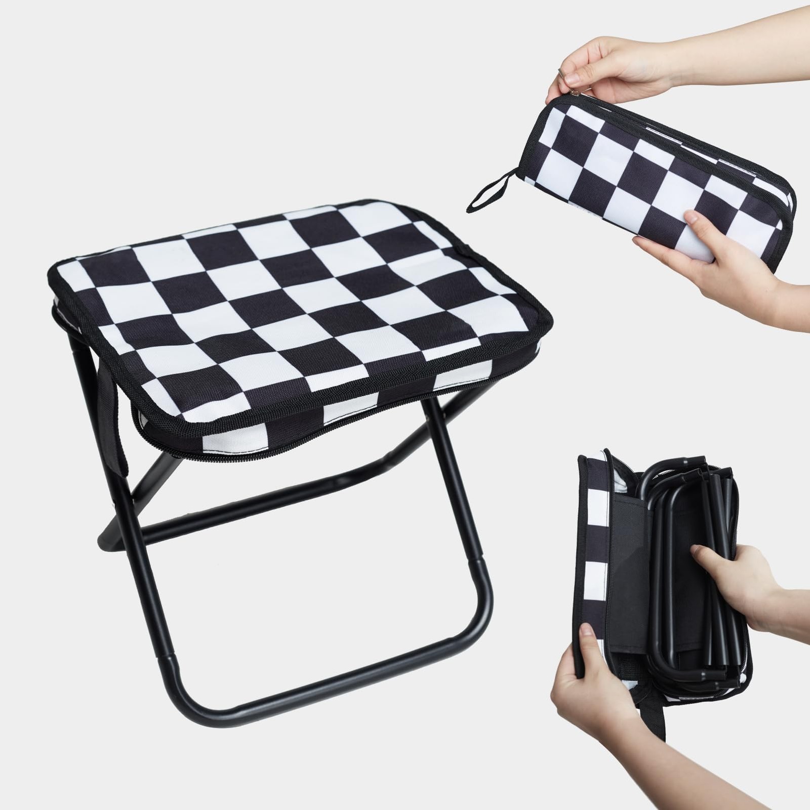 Collapsible Stool Camping Folding Stools: 1.1lbs Lightweight Portable Foot St...