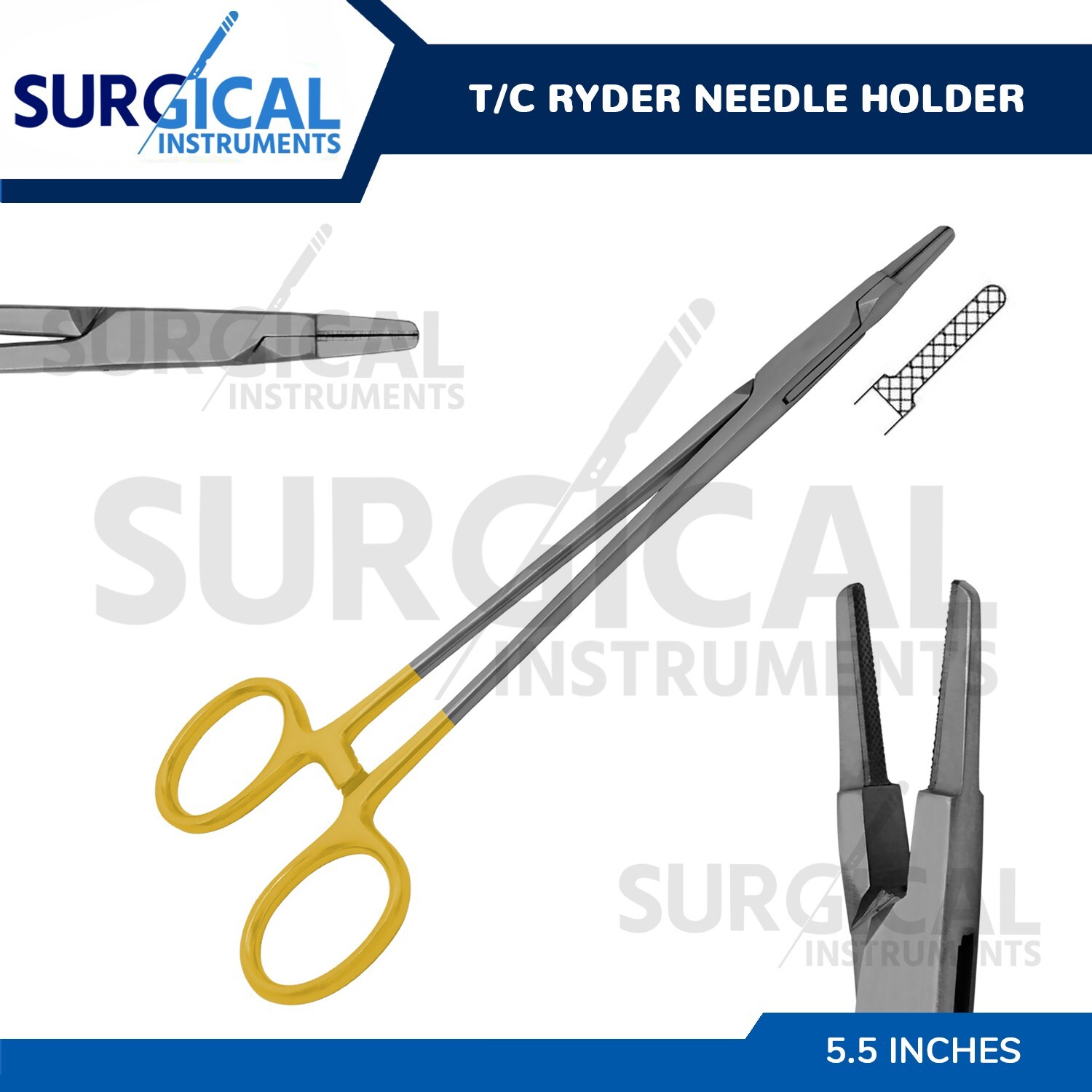 T/C RYDER Needle Holder 5.5" Tungsten Carbide Inserts Surgical Dental German Gr