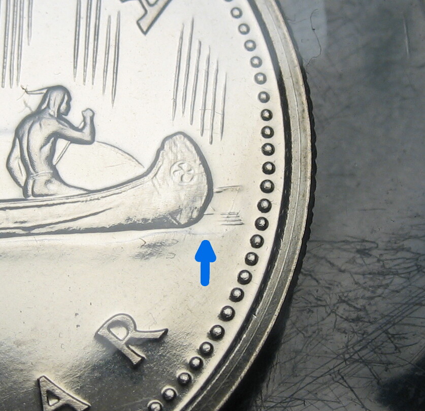 Canada 1977 Nickel $1 VOYAGEUR NBU (Proof-Like) "Short Water Line" Type