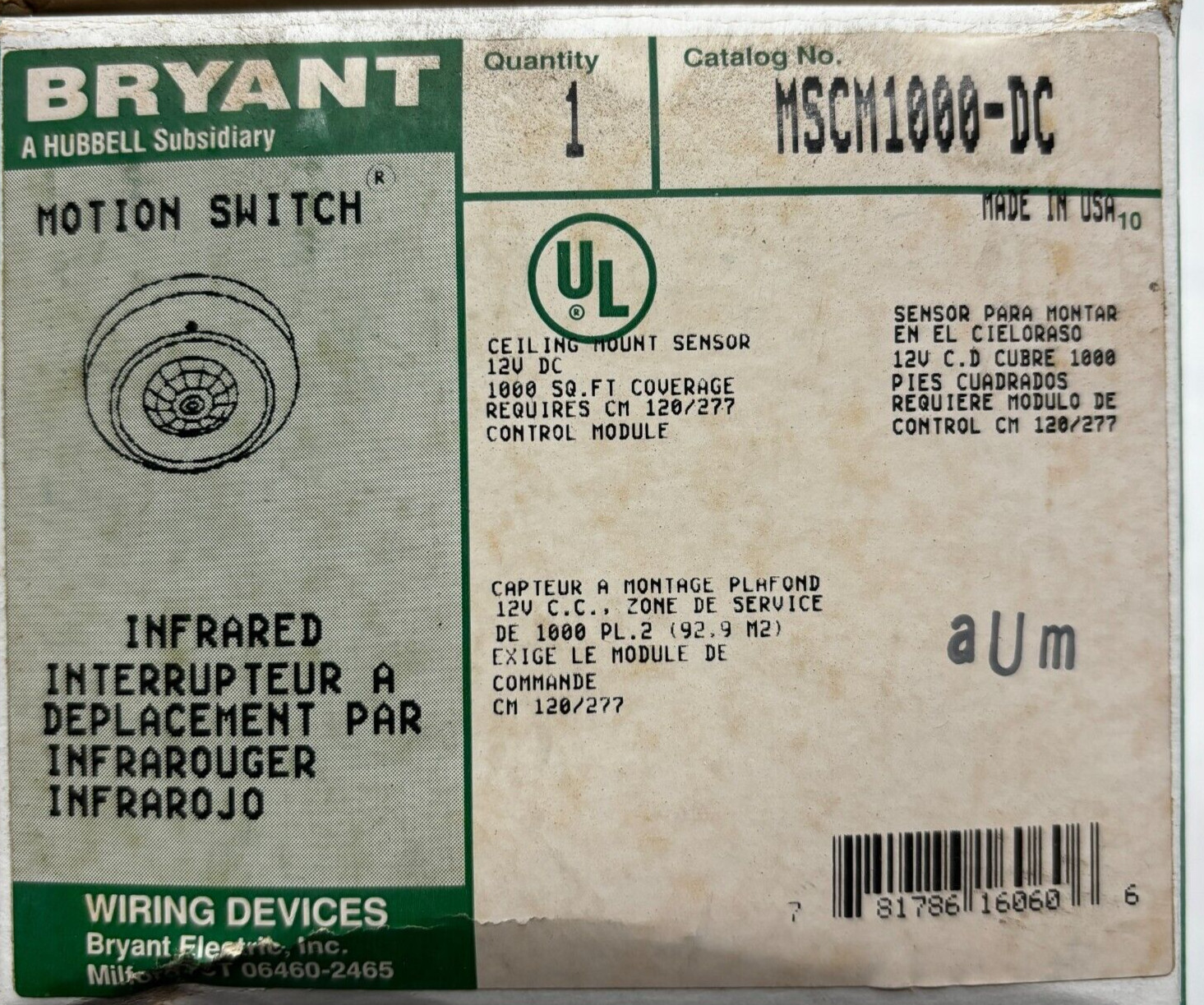 BRYANT MSCM1000-DC MOTION SWITCH ⭐