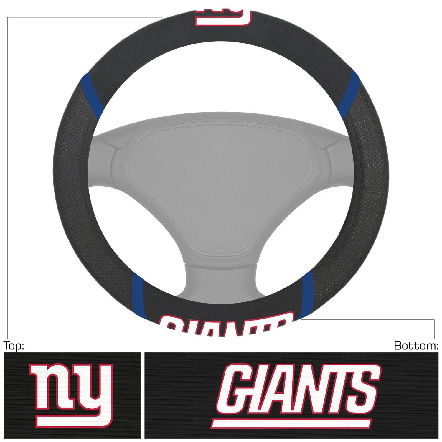 Football New York Giants Embroidered Mesh Steering Wheel Cover 14.5"-15.5"