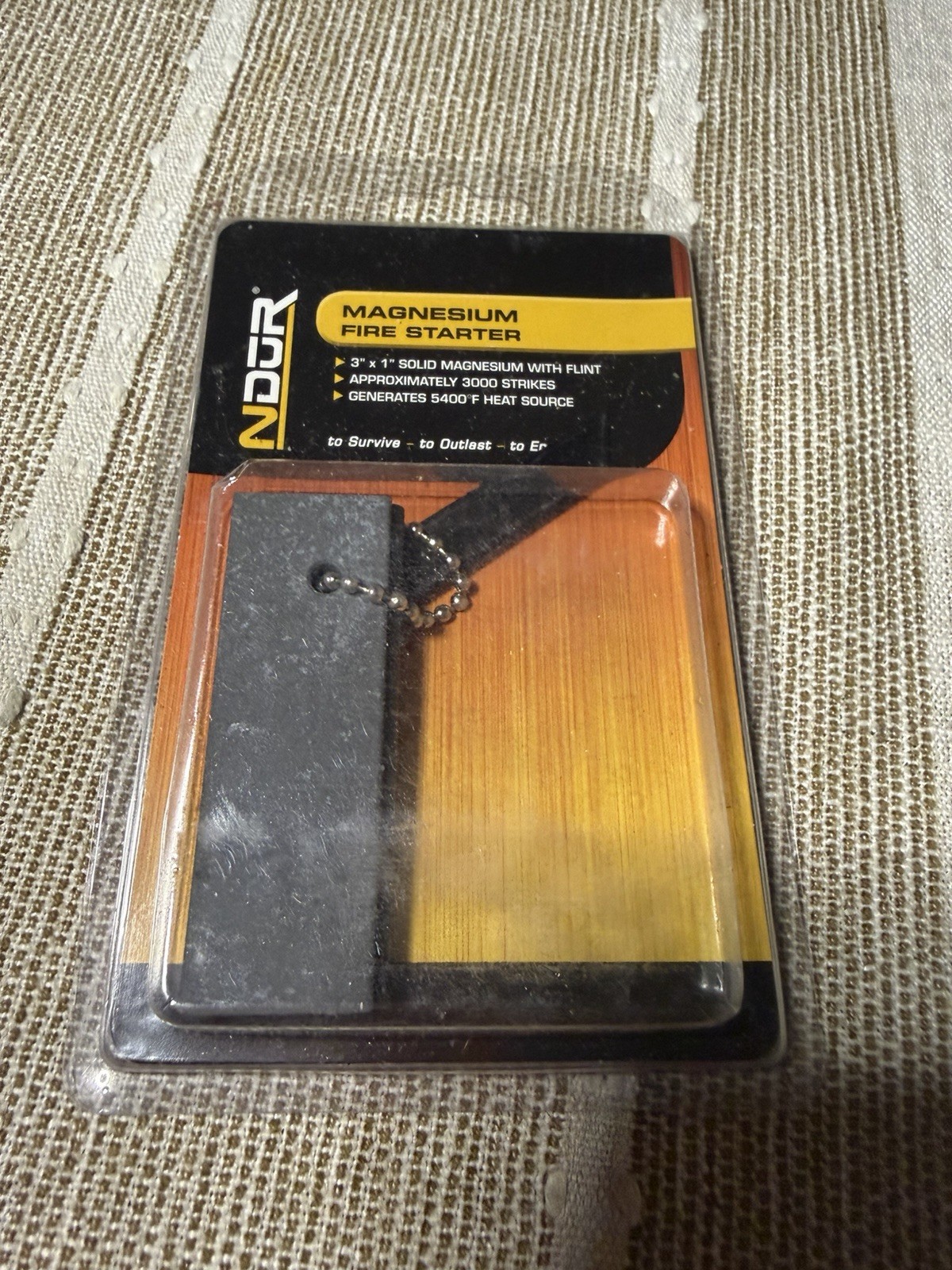 NDUR Magnesium Fire Starter Emergency Survival Tool - New Sealed (n14)