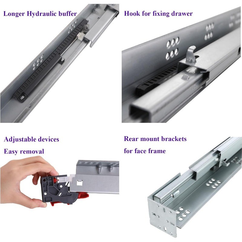Undermount Soft Close Drawer Slides 21inch,6 Pairs Full Extension Drawer