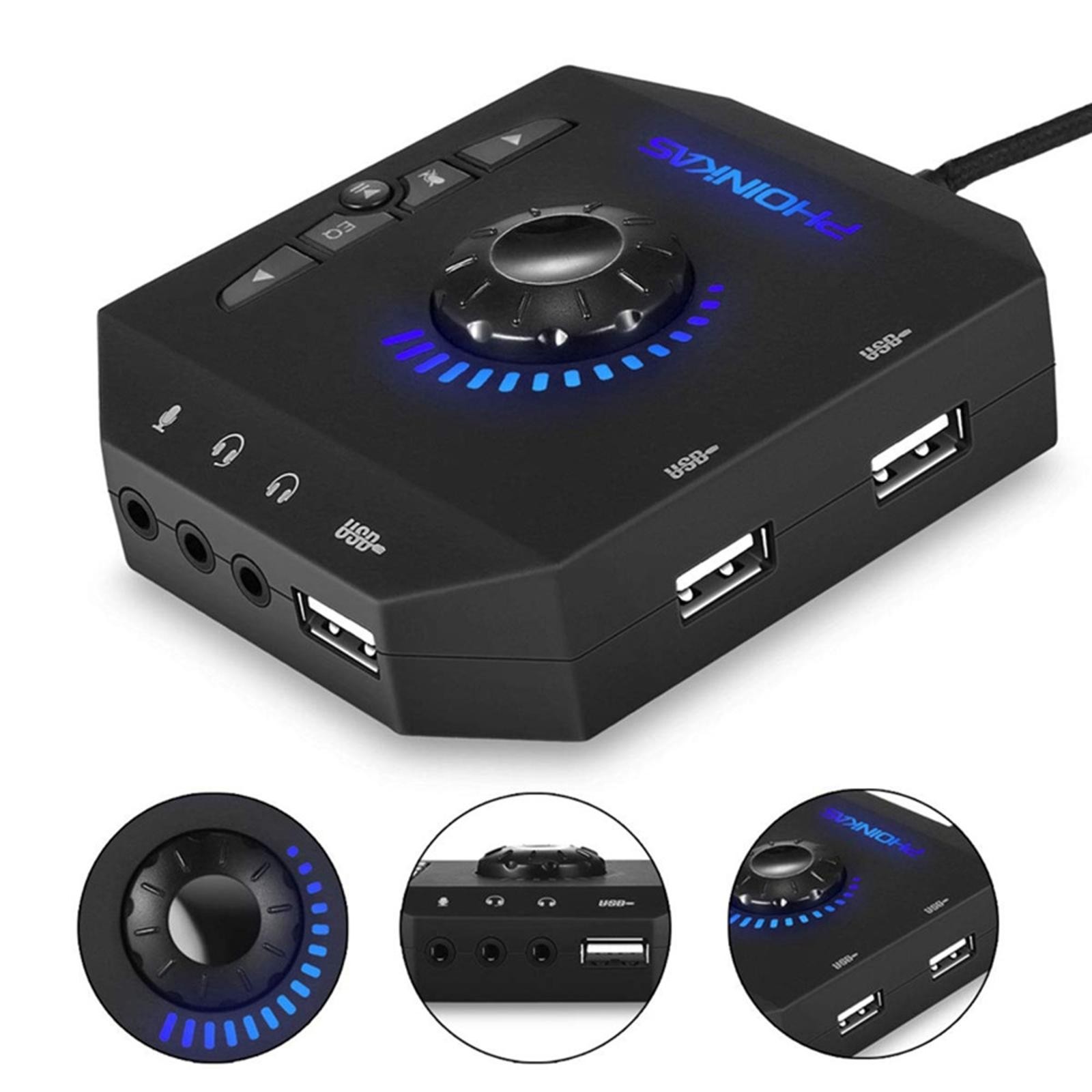 Professional Computer USB Sound Card 7.1 Channel Audio Adapter For PC Laptop D