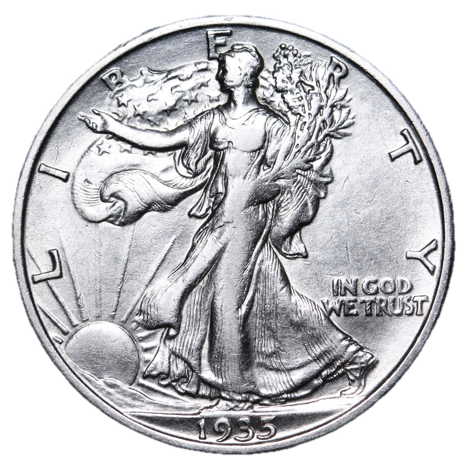 1935 Walking Liberty Half Dollar In AU Condition