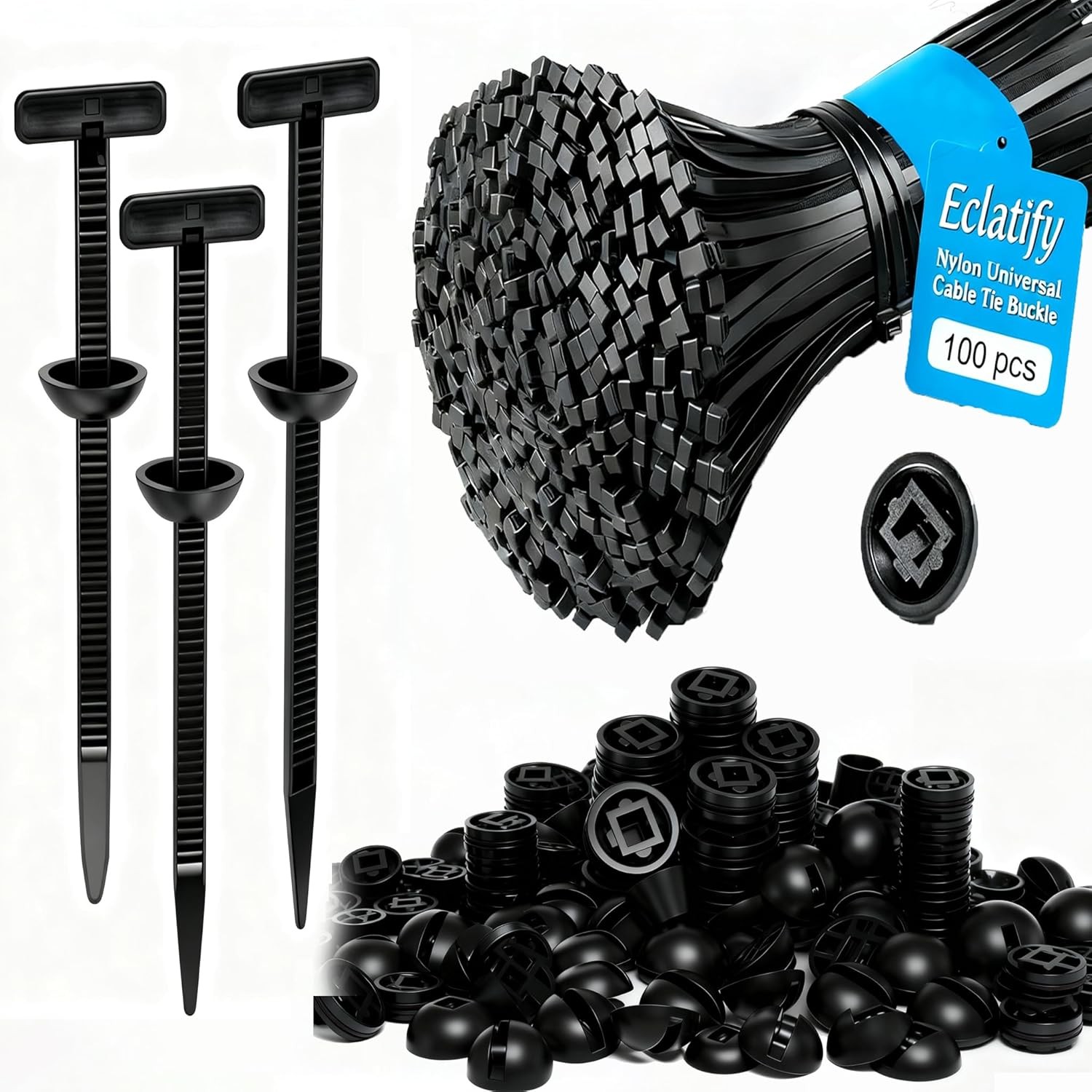 100 Pcs Nylon Universal Cable Tie Buckle -  Engine Cover Bumper Retainer Clips
