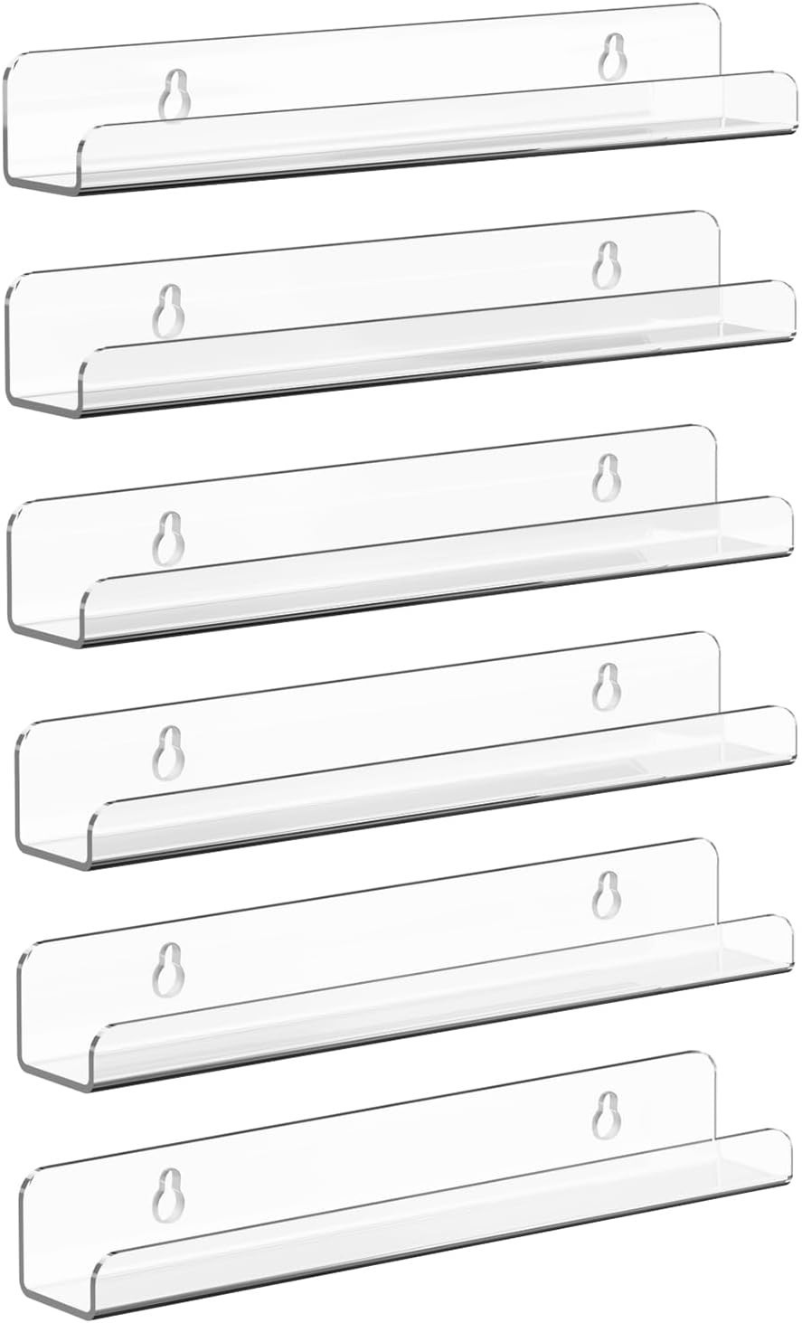 Vinyl Record Shelf Wall Mount, 6 12 inches x 1.7 x 1.5 inches, Clear