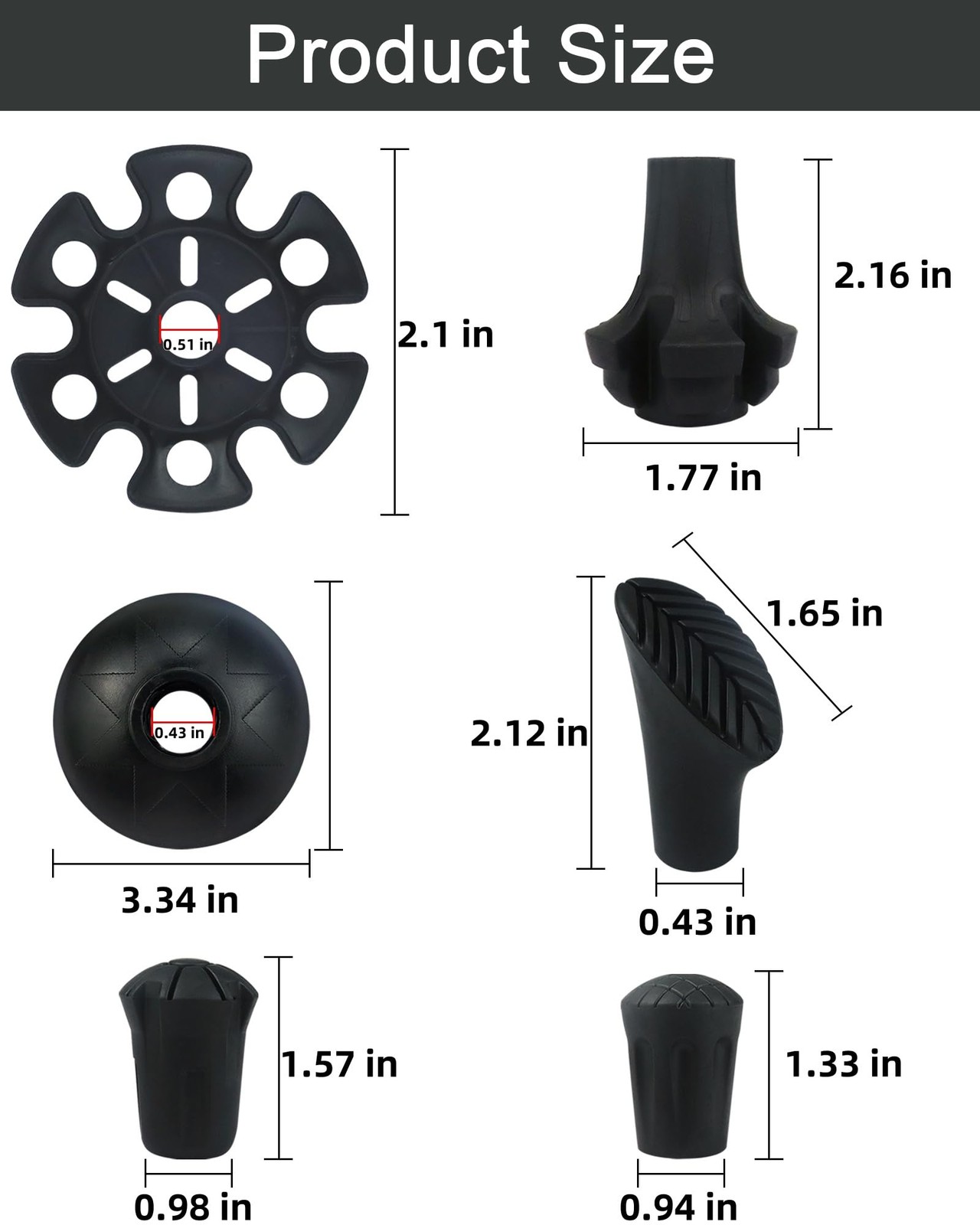 12 PCS Replacement Rubber Trekking Poles Tips Sets AntiSlip End Protectors