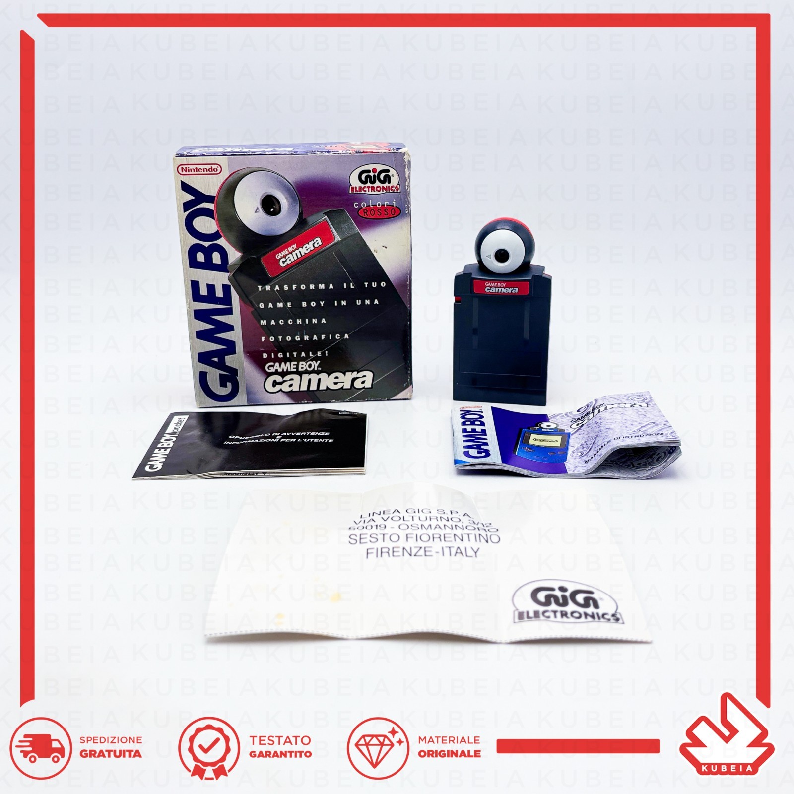 Nintendo Game Boy Camera Black GB Accessory Box Manual GIG ITALIAN CIB