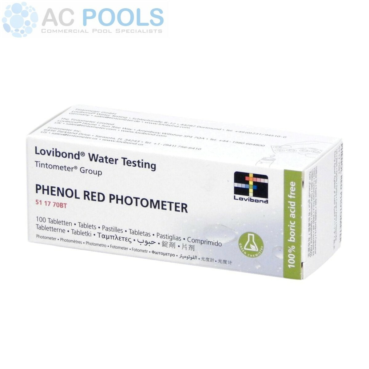 Lovibond Photometer Tablets - PHENOL RED (pH) Box Of 100