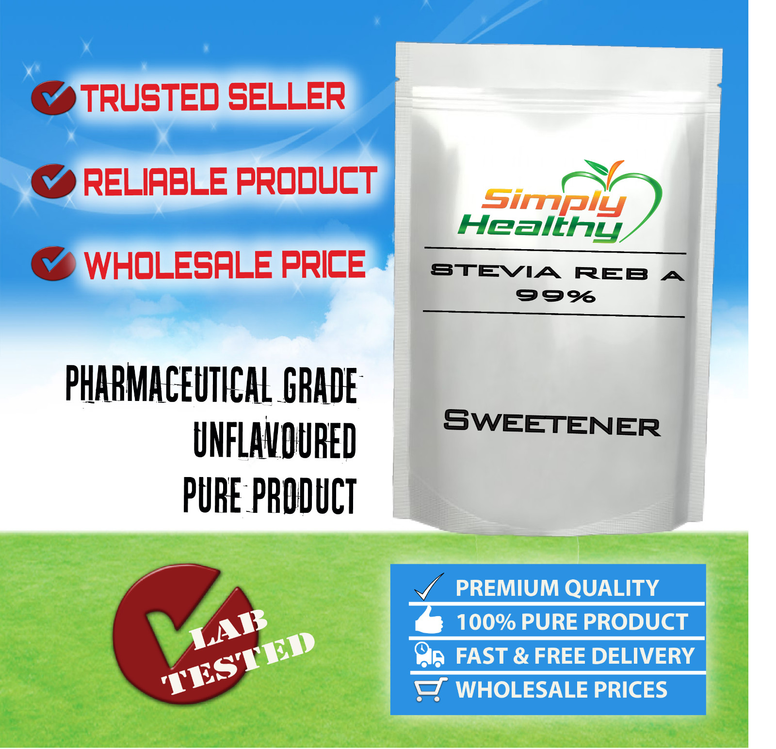 Stevia Reb A 99% Natural Sweetener 100g Pharmaceutical Grade Quality