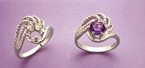 Sterling Silver 4, 5, or 6mm Round Rope Swirl Pre-Notched Ring Setting (Sz 5-8)