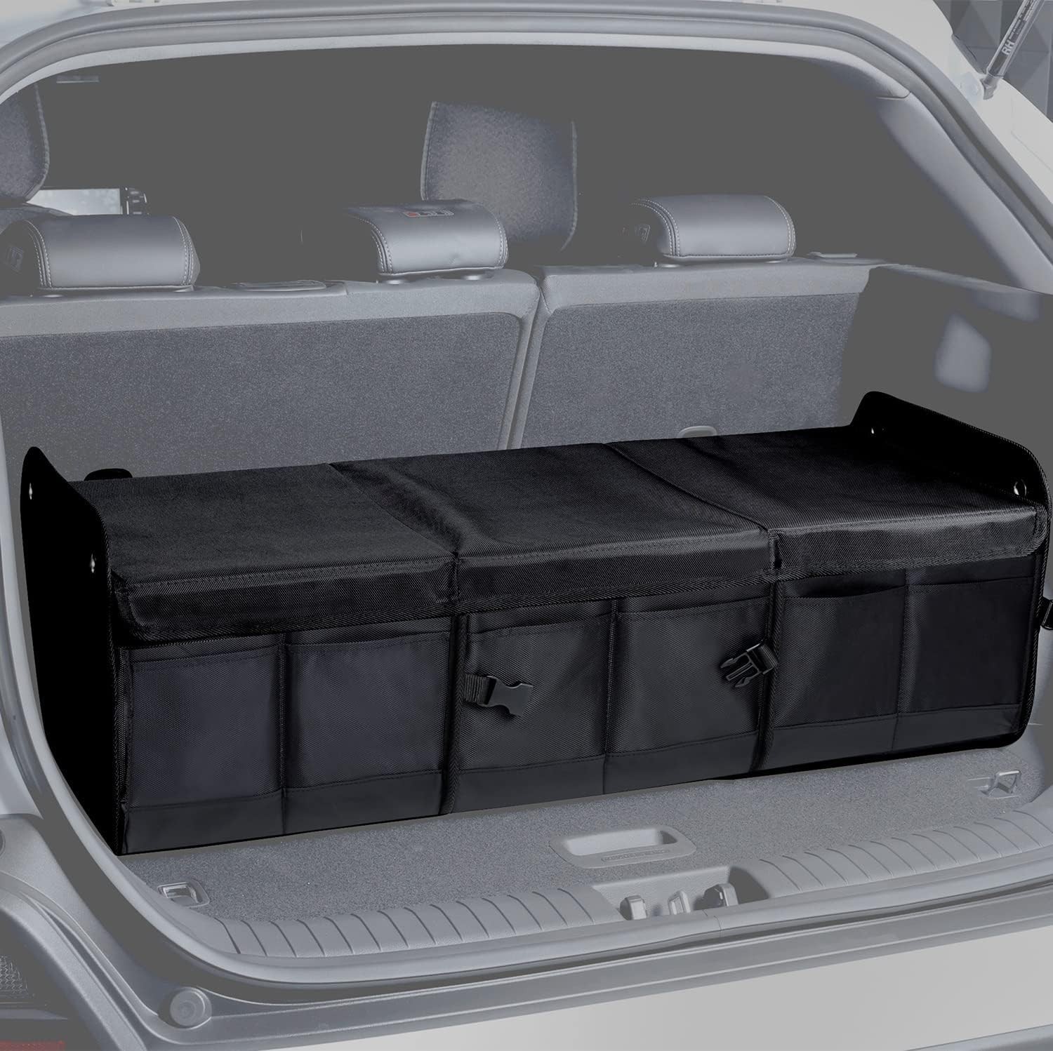 1680D Trunk Organizer with Lid, 114L for SUVs & Trucks, Load-Supporting Rigid PP