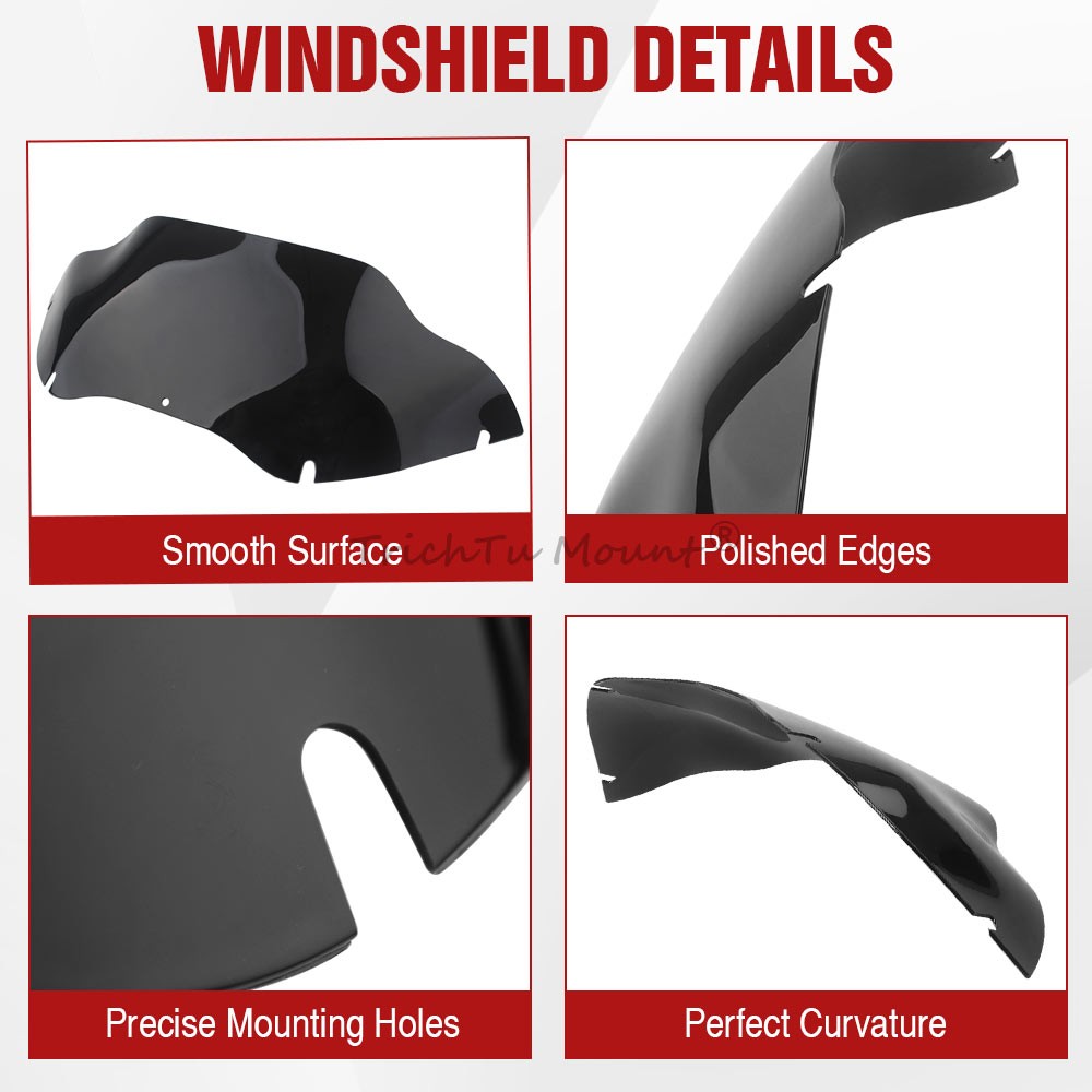 9.5" Black Windshield Windscreen For Touring Road Glide Custom FLTRX 2010–2013