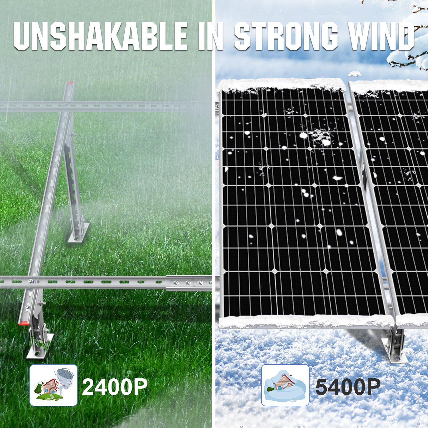 ECO-WORTHY Adjustable Solar Panel Mounting Brackets Kit System for 4PCS Panels