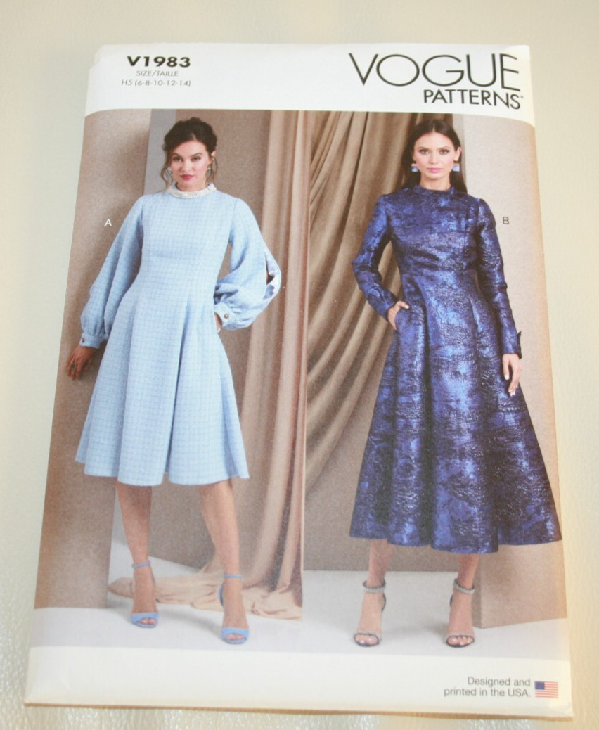 Vogue Pattern 1983 Misses'  2 Lengths Long Sleeve Dress sz 6-14