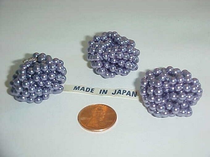 6 VINTAGE JAPANESE PURPLE PEARL SEED BEAD 1.5" HAND MADE LOVE KNOTS L686