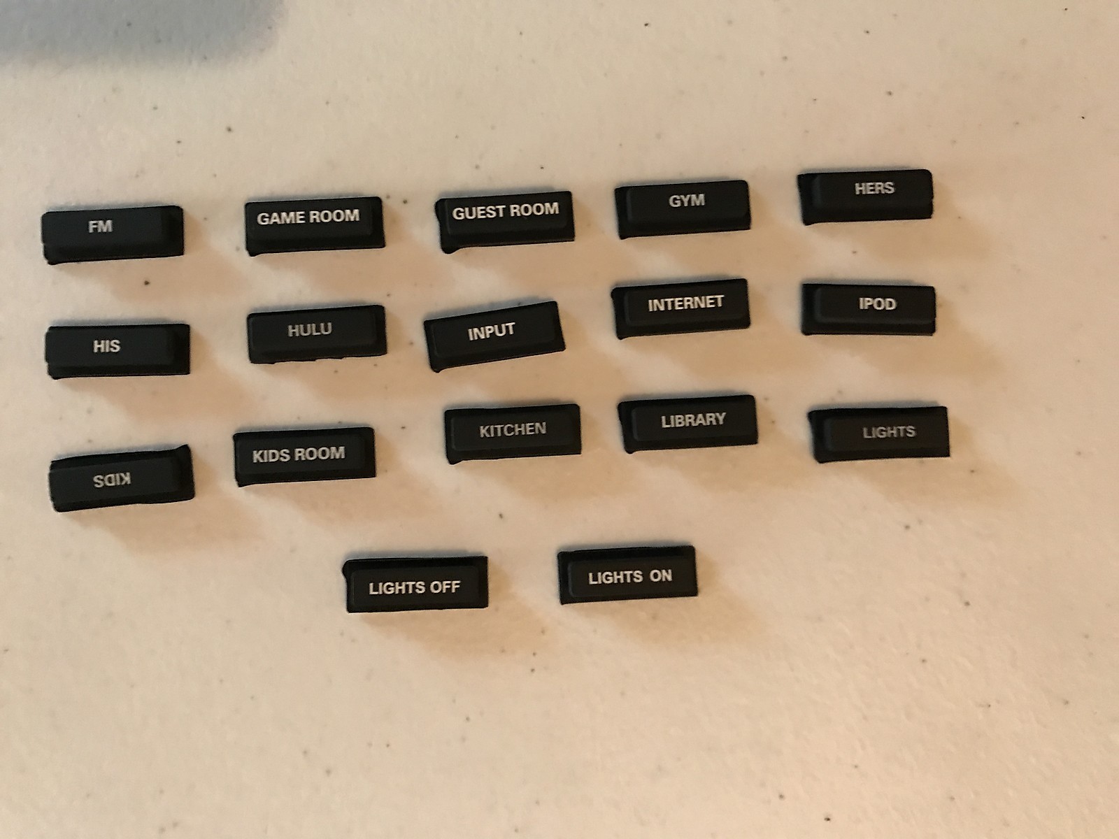 Crestron HR-100 HR-150 Engraved Remote Buttons
