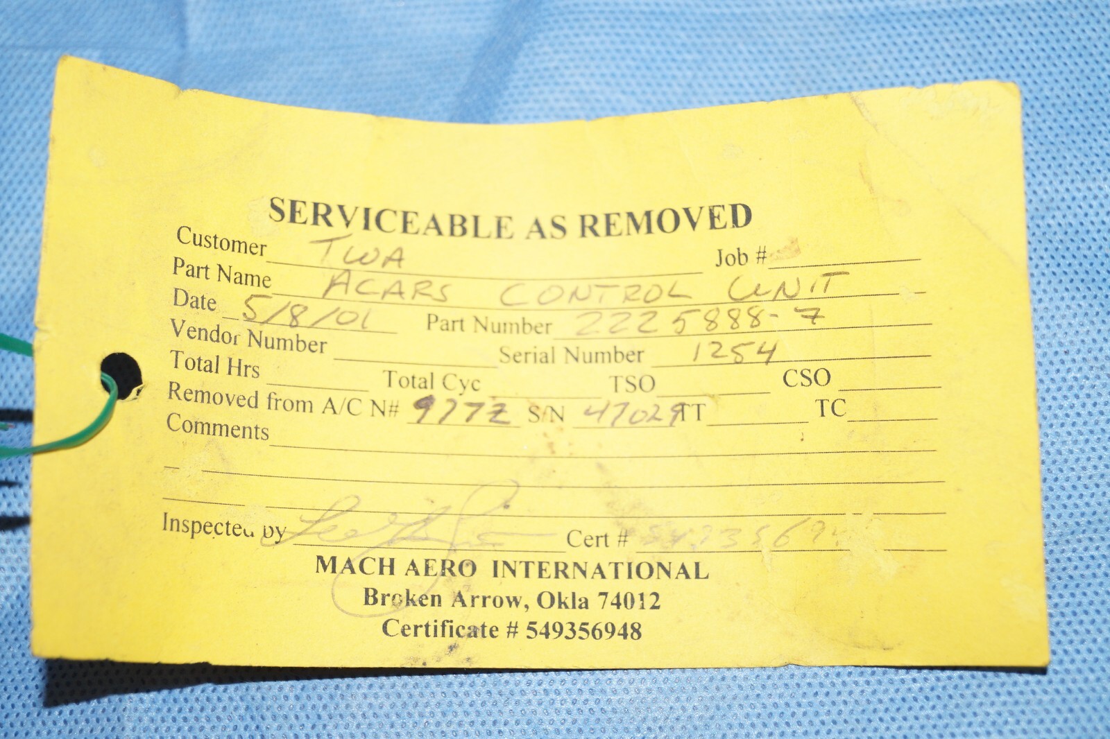 ACARS Control Unit 2225888-7 Servicable As Removed Teledyne DC9 TWA