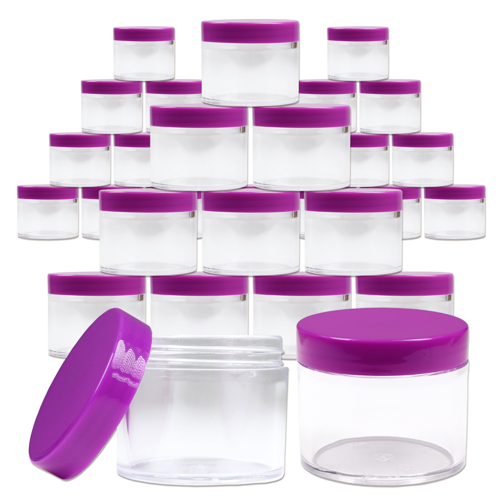 36 PCS 2Oz/60g/60ml HQ Acrylic Leak Proof Clear Container Jars w/Purple Lid