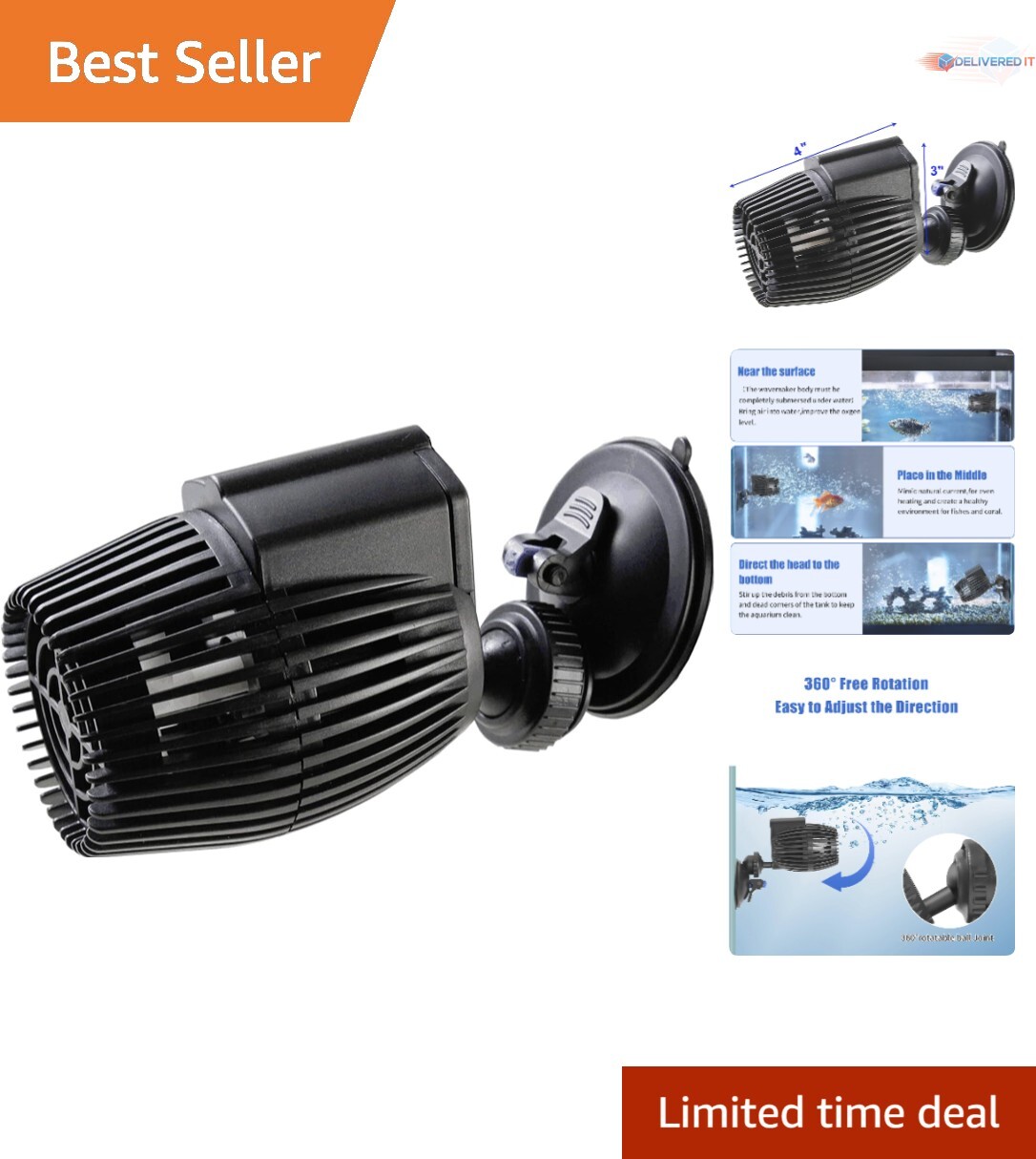 Submersible Water Pump Plastic 2100GPH Powerhead Circulation for Aquariums