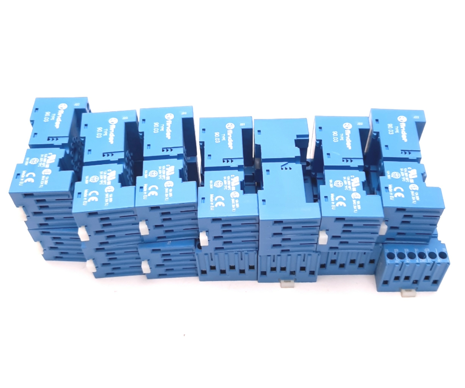 Lot of 14 Finder 90.03.SMA Relay Socket 11 Pin 250 VAC 10 A DIN Rail Mount