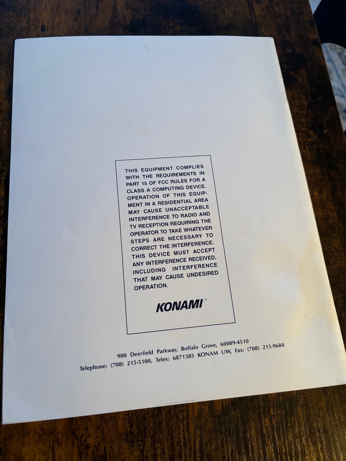 ORIGINAL KONAMI RUN AND GUN INSTRUCTION MANUAL