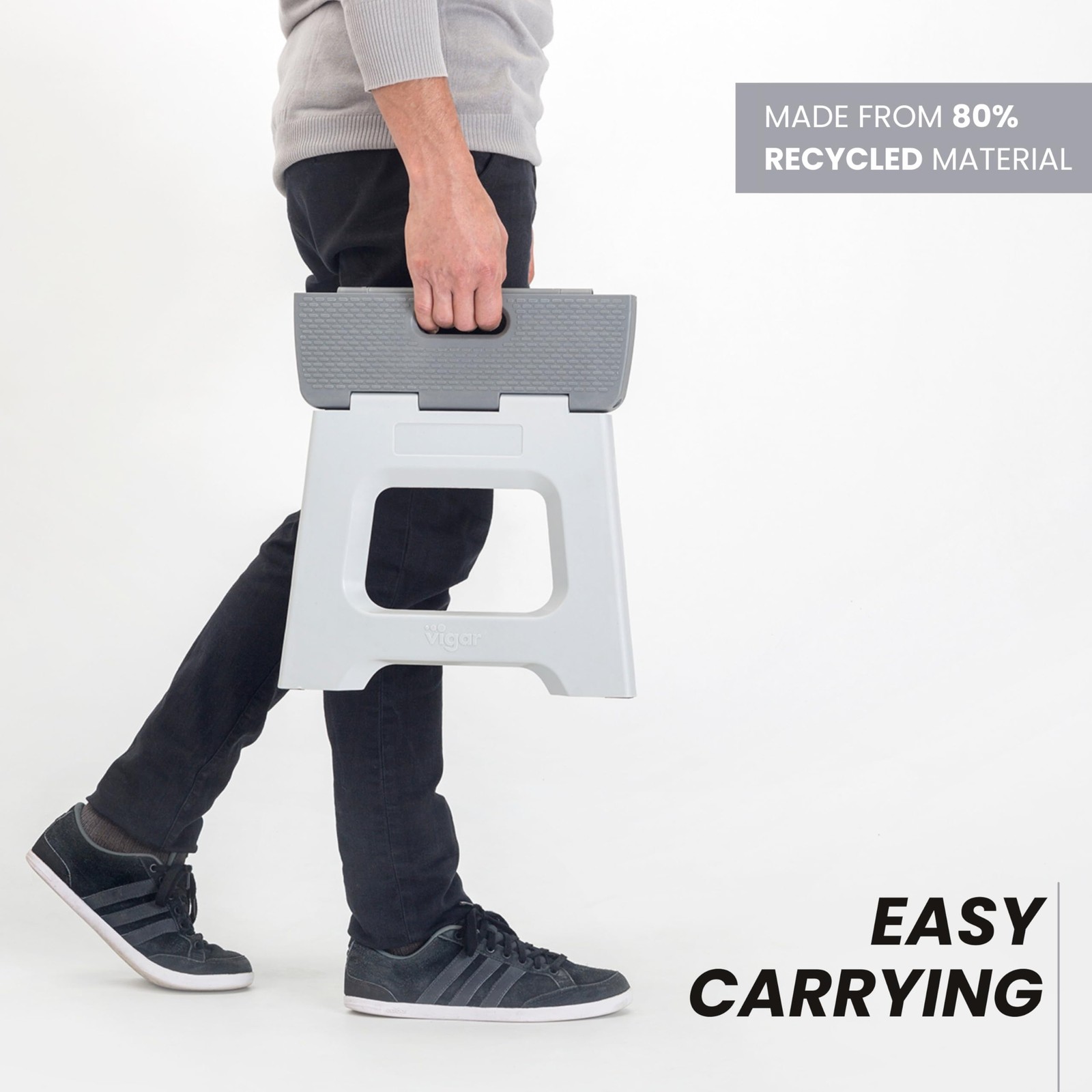 Vigar Compact Foldable Stool, 9 inches, Lightweight, 330-pound Capacity Non-Slip