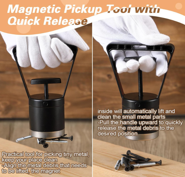 Dreyoo 2 Pack Magnetic Pickup Tool with Quick Release, 8 lb Capacity Hand Held M