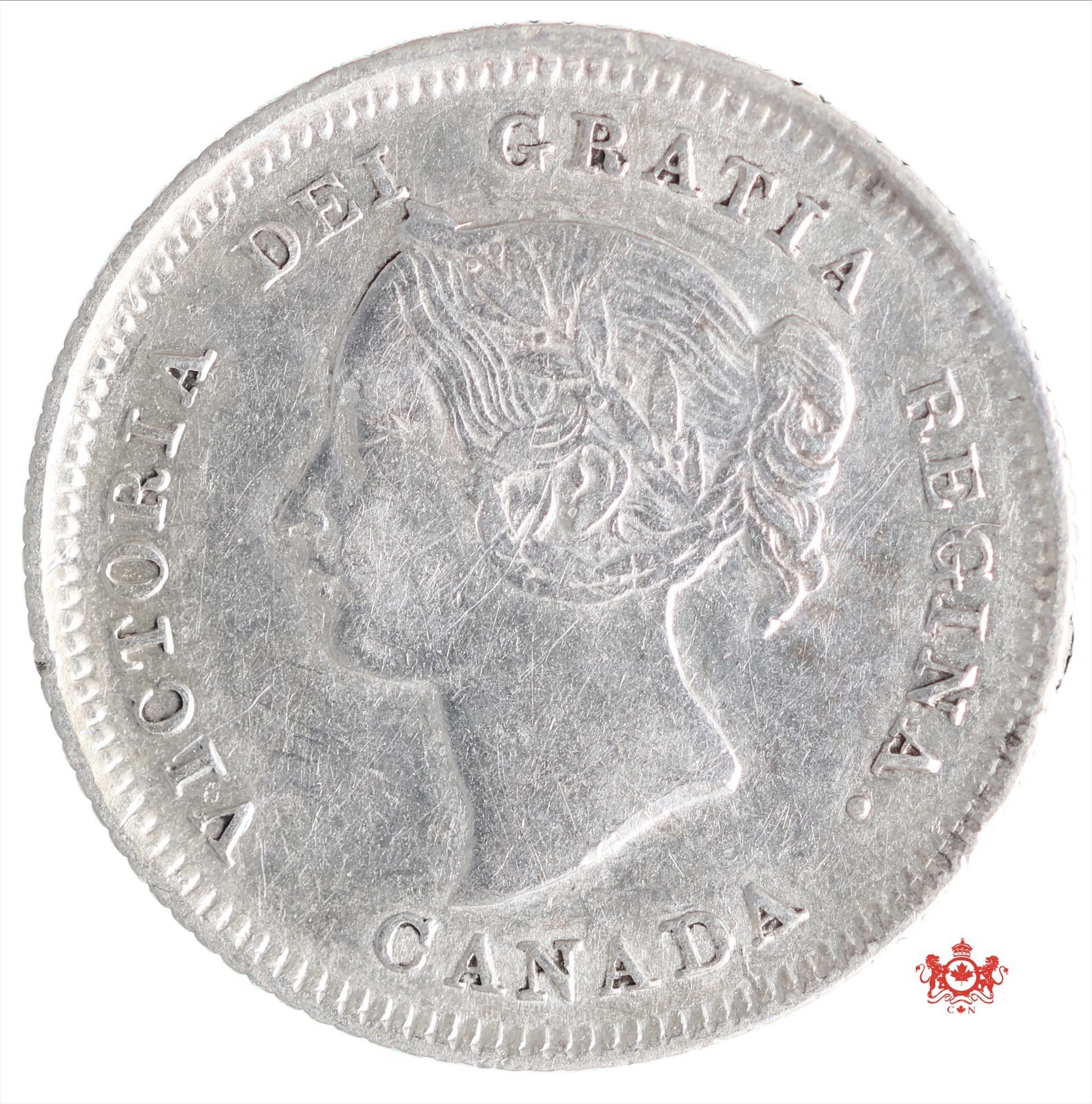 1880H Canada 5 Cents Obverse 3 - VF/EF - Lot#12996