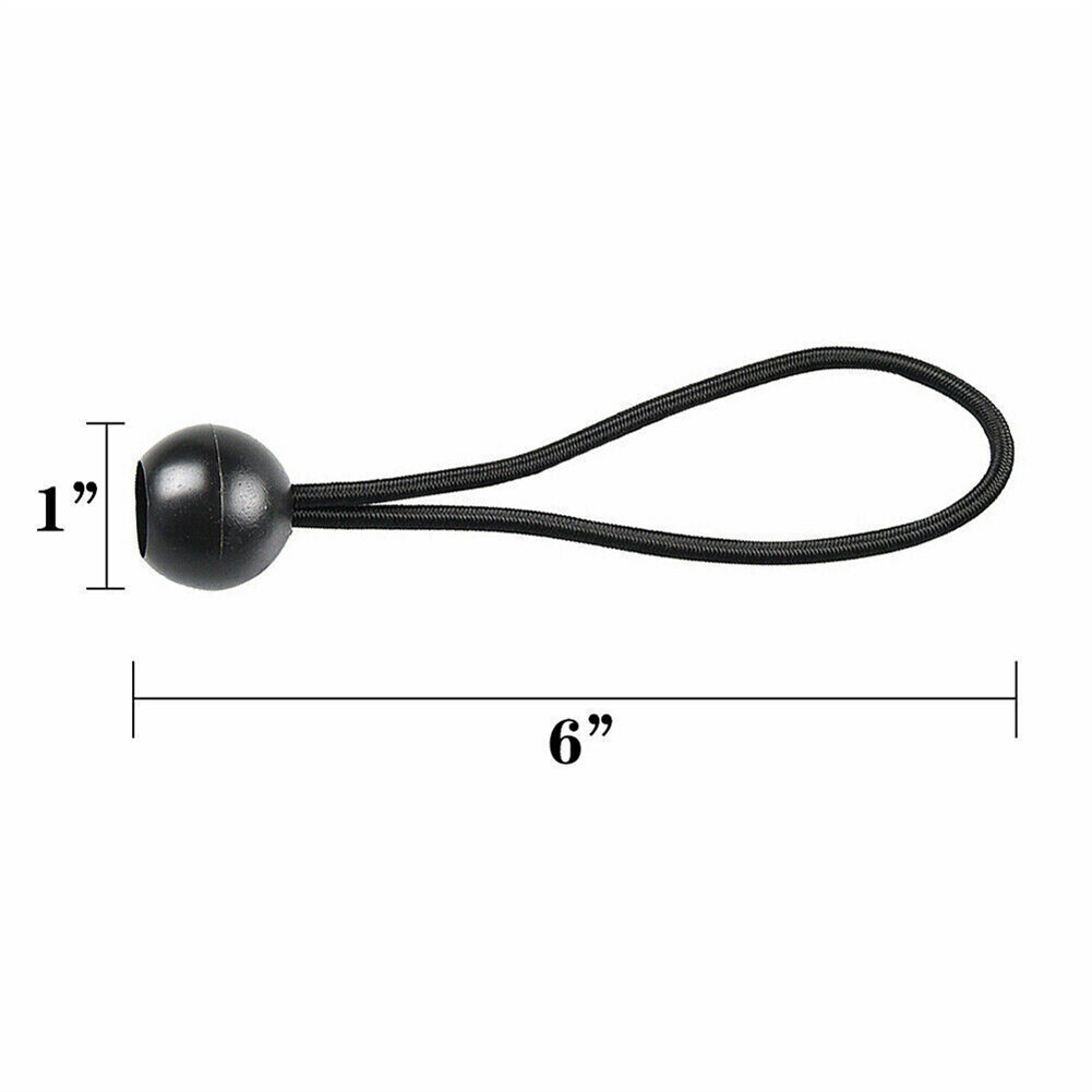 100 pcs 6" / 9" Black Ball Bungee Bungie Cord Heavy Duty Canopy Tarp Tie Downs
