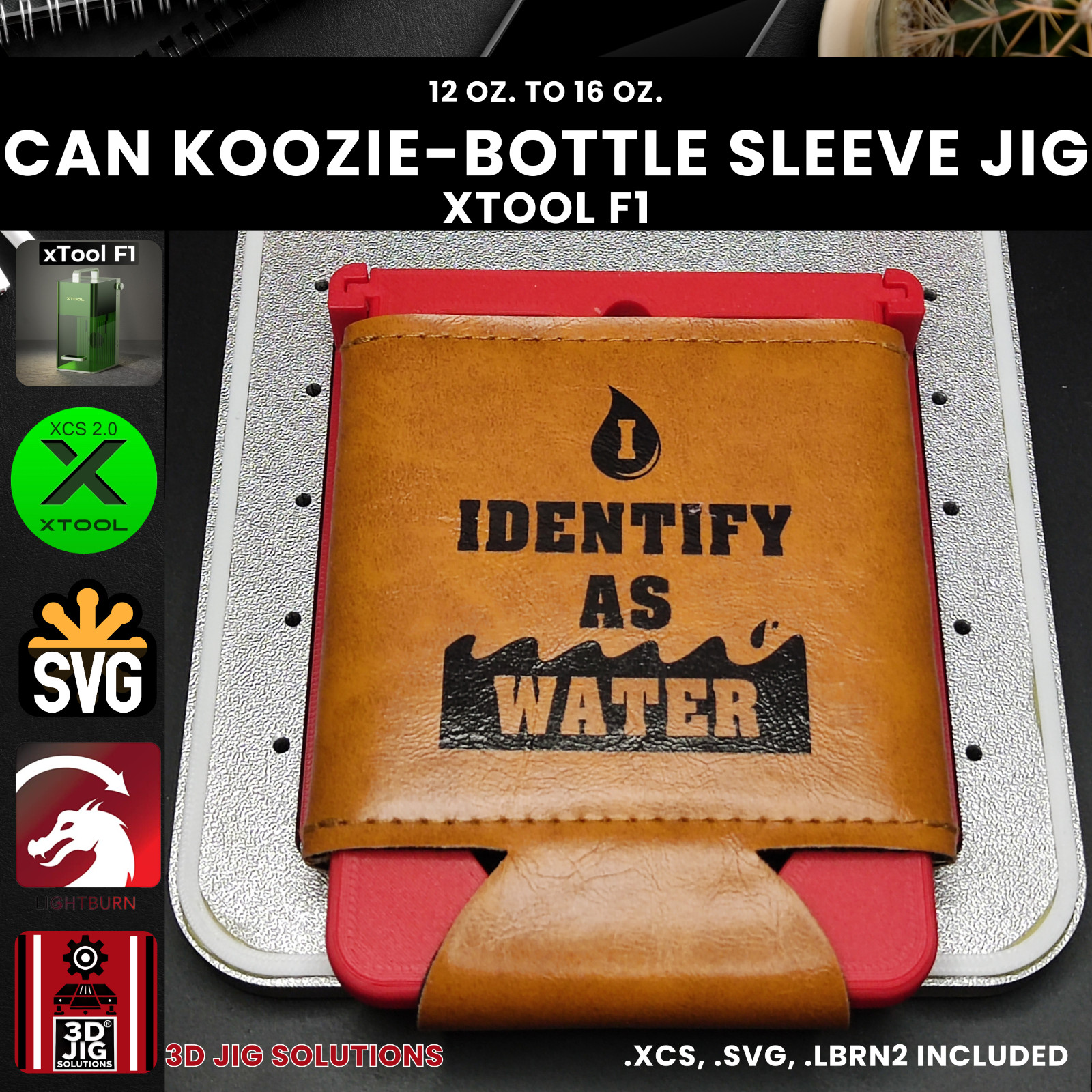 xTool F1 Koozie Jig | Bottle Cooler Laser Engraving Template | Both Sides