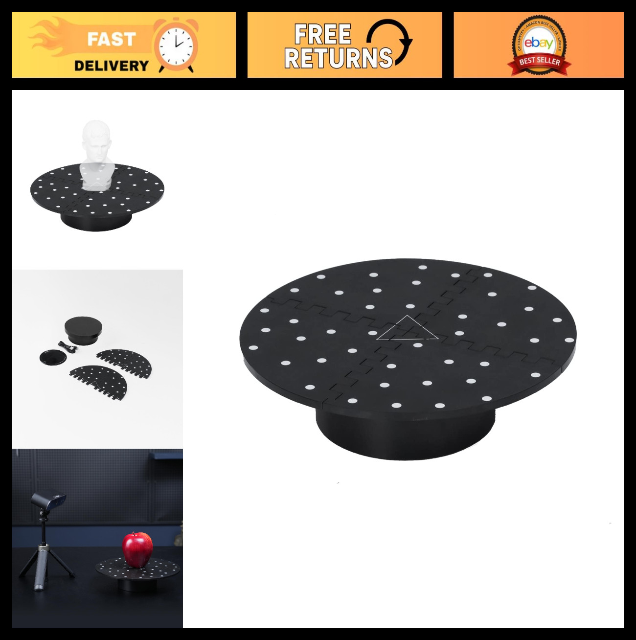 Auto Turntable for 3D Scanners - Easy Scanning of Small & Medium Objects, Marked