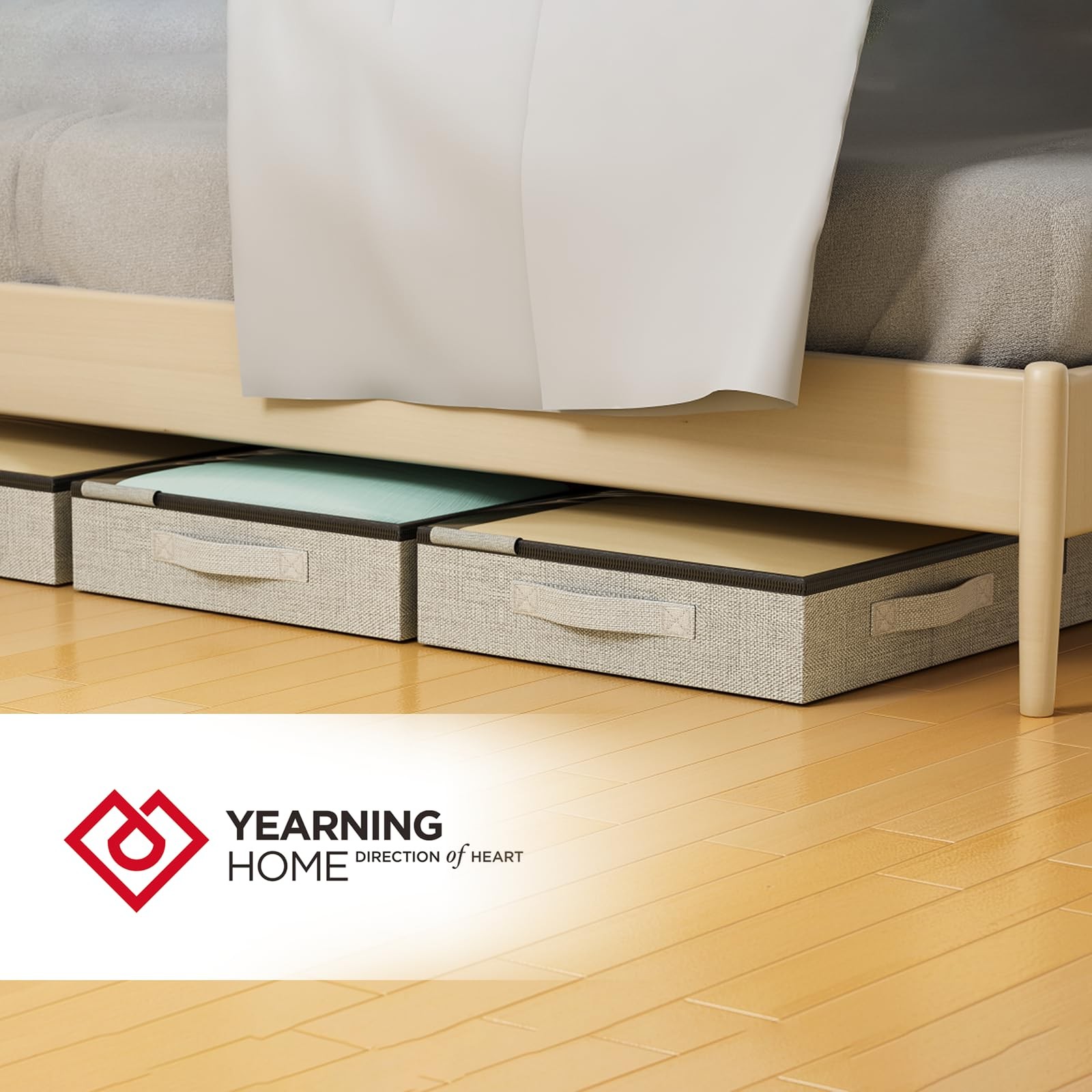4.5 Inches Under Bed Storage Containers with Sturdy Sidewalls/Bottom 4 Pack