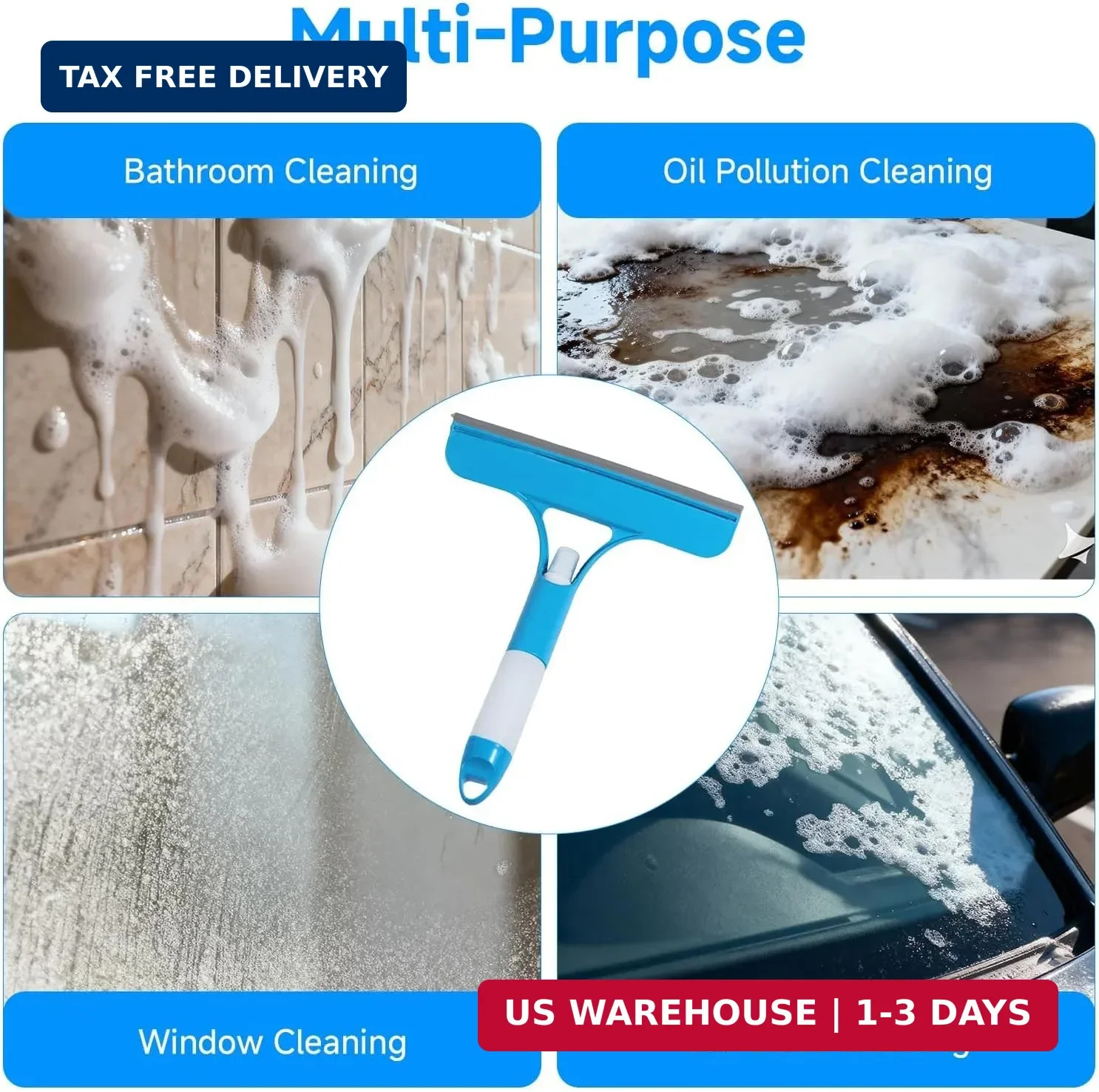 3 in 1 Window Cleaning Scraper with Sprayer, All-Purpose Squeegee for Shower Gla