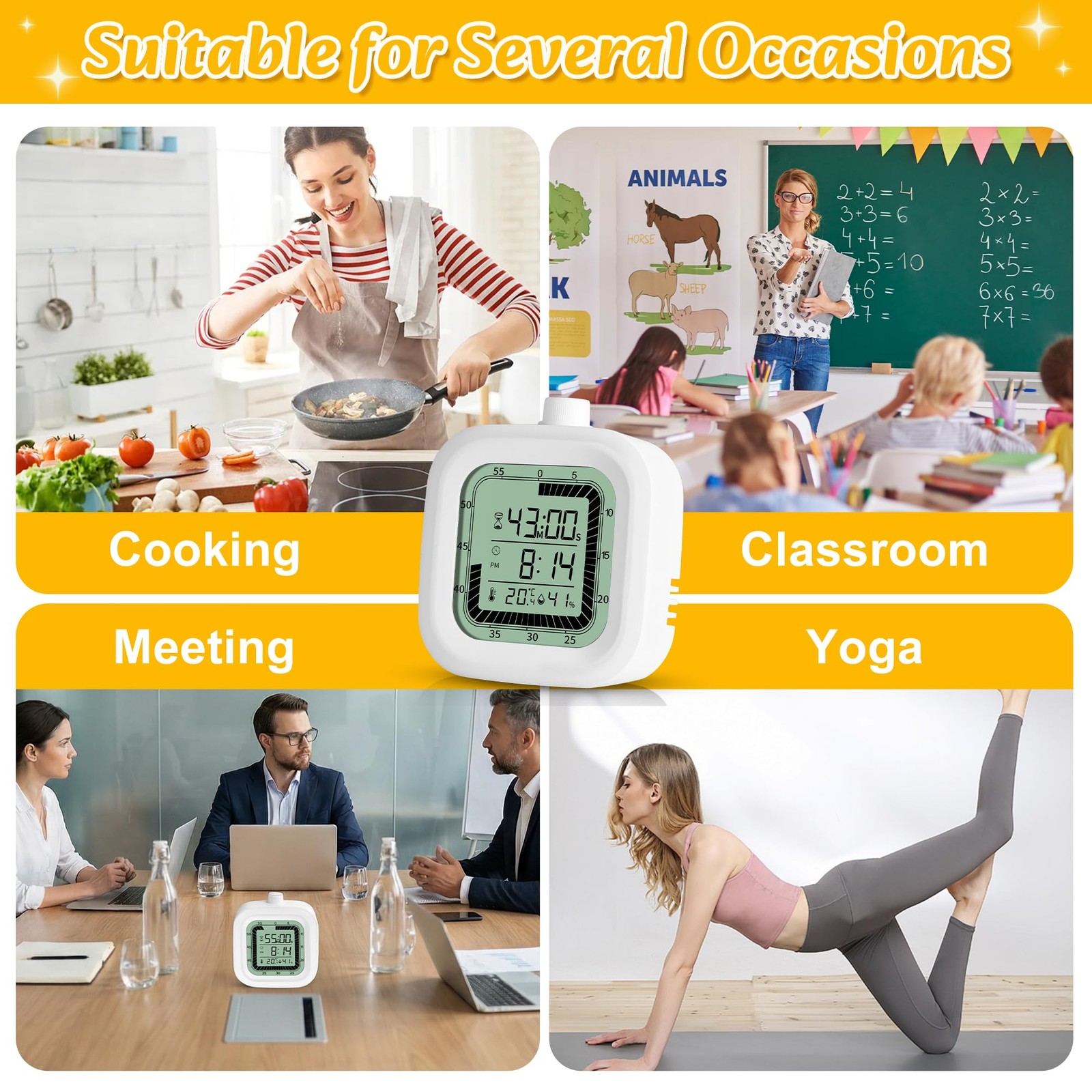Visual Timer, 60 Minutes Countdown & Countup Timer, Digital Alarm Clock with ...