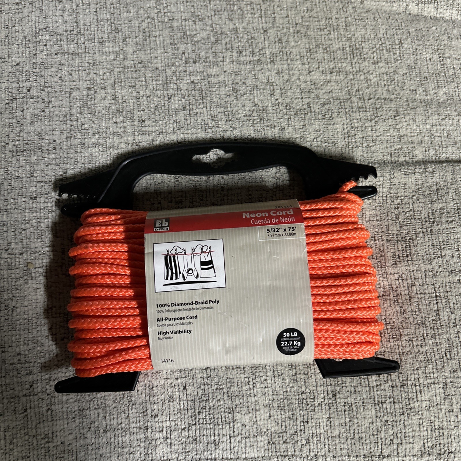 Everbilt Neon Cord 100% Diamond-Braid Poly 5/32" x 75'