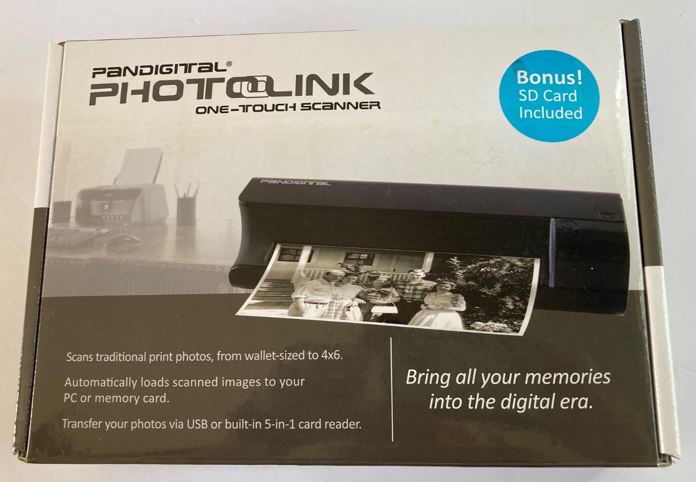 Pandigital Photolink One Touch Photo Scanner Bonus SD Card Model PANSCN01 NOB